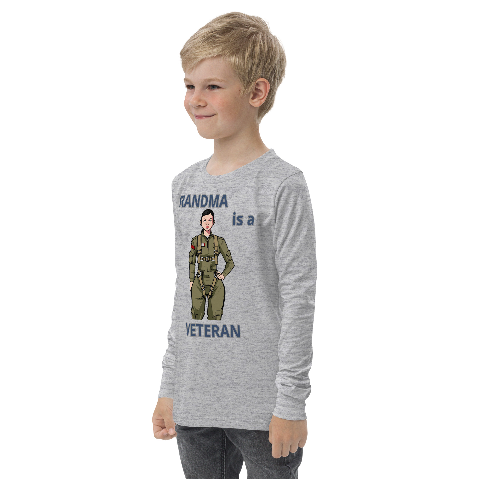 GRANDMA IS A VETERAN TOO FIFE Youth Long Sleeve Tee - Image 6