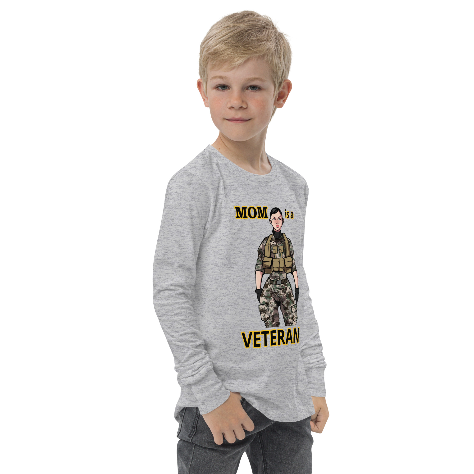 MOM IS A VETERAN TOO FIFE Youth Long Sleeve Tee - Image 7