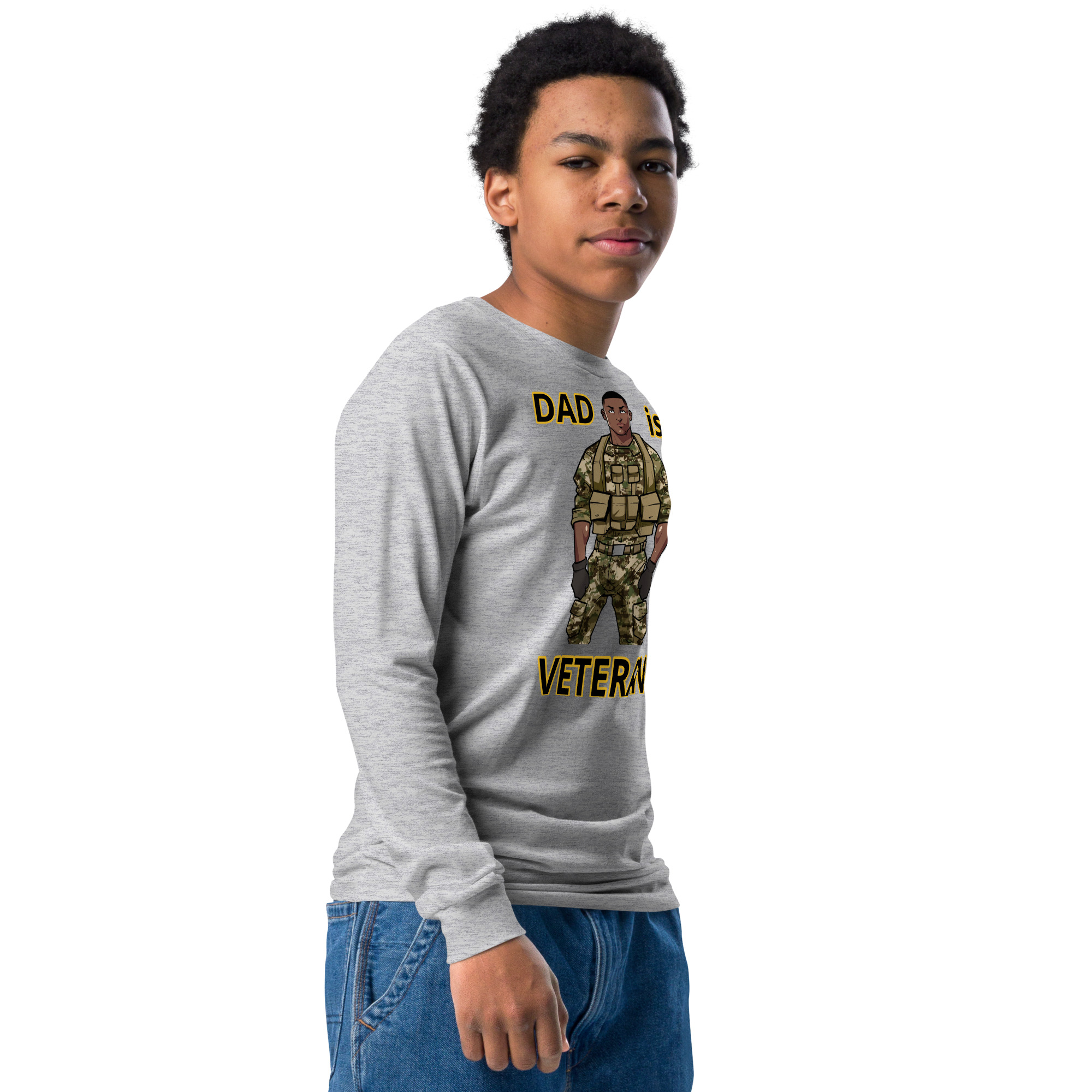 DAD IS A VETERAN TOO FIFE Youth Long Sleeve Tee - Image 5
