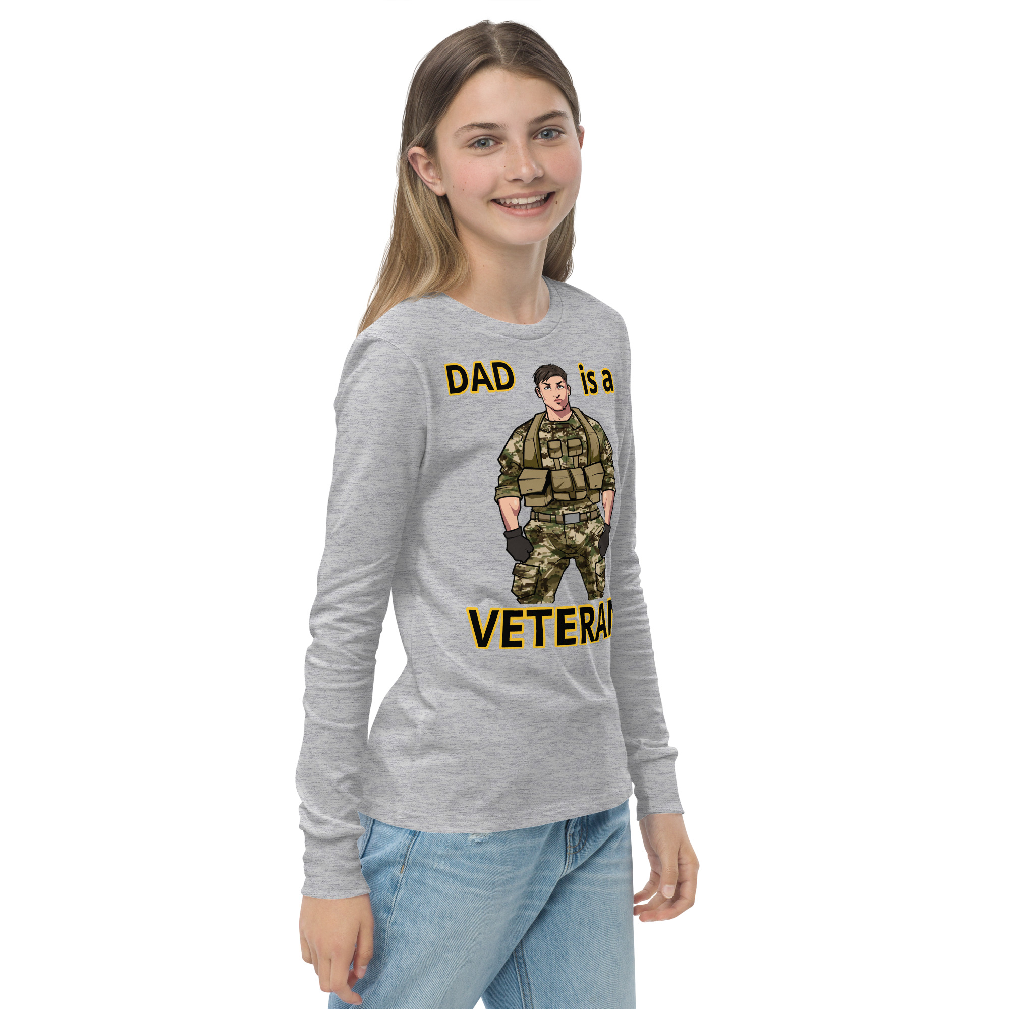 DAD IS A VETERAN TOO FIFE Youth Long Sleeve Tee - Image 10