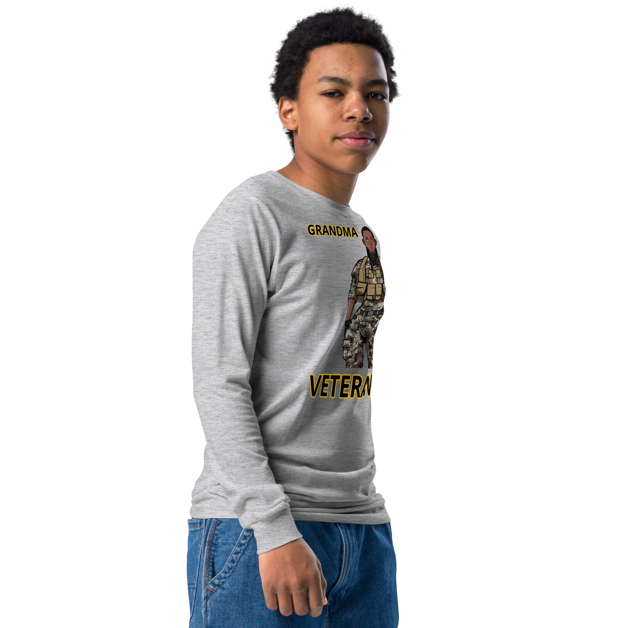 GRANDMA IS A VETERAN TOO FIFE Youth Long Sleeve Tee - Image 5