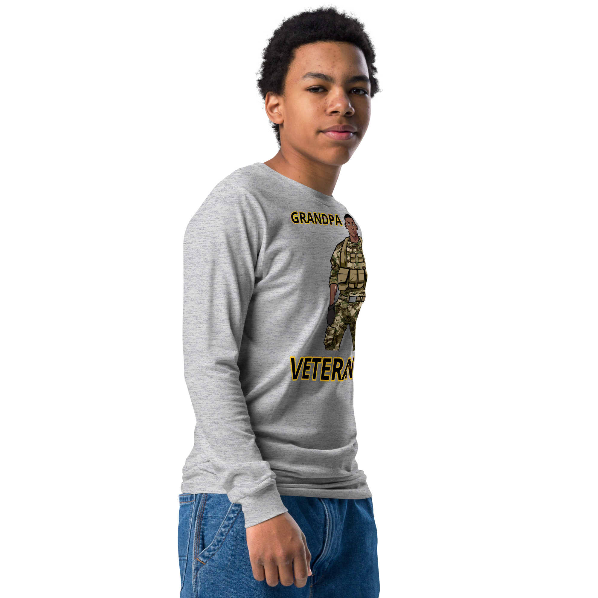 GRANDPA IS A VETERAN TOO FIFE Youth Long Sleeve Tee - Image 5