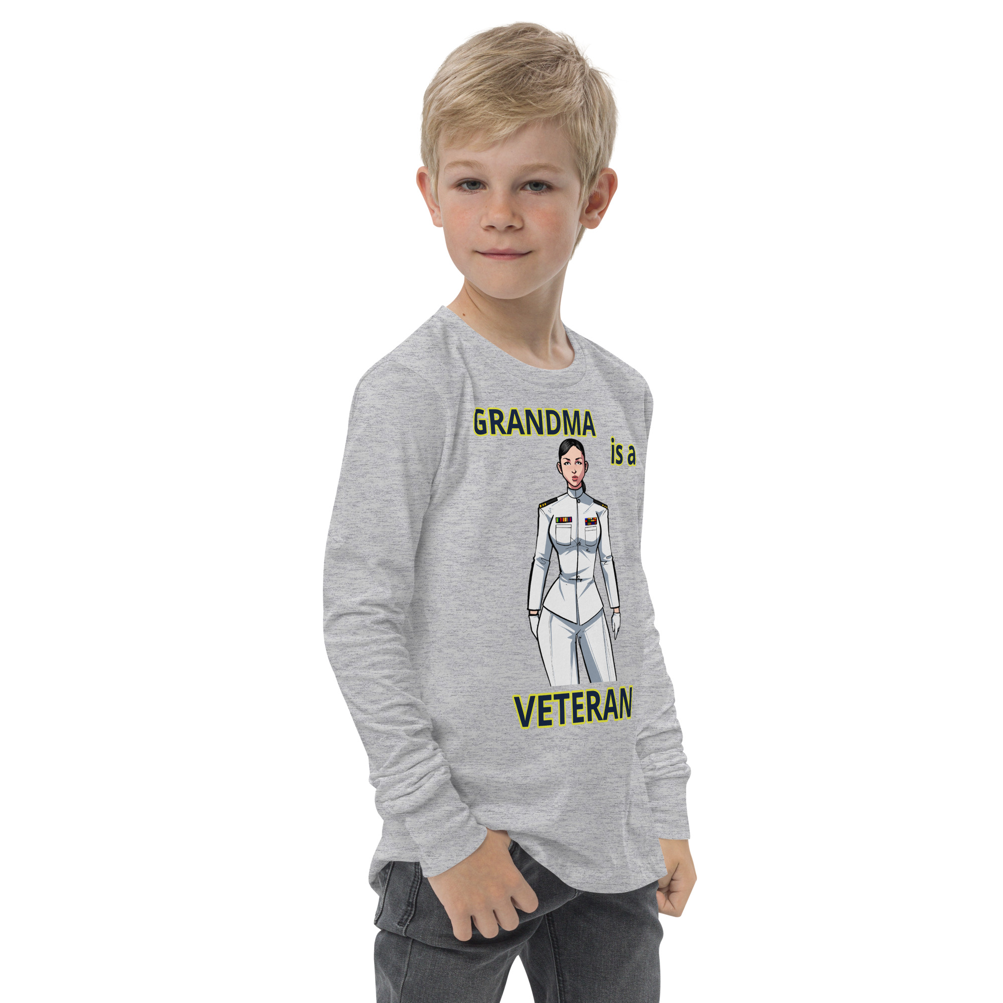 GRANDMA IS A VETERAN TOO FIFE Youth Long Sleeve Tee - Image 7