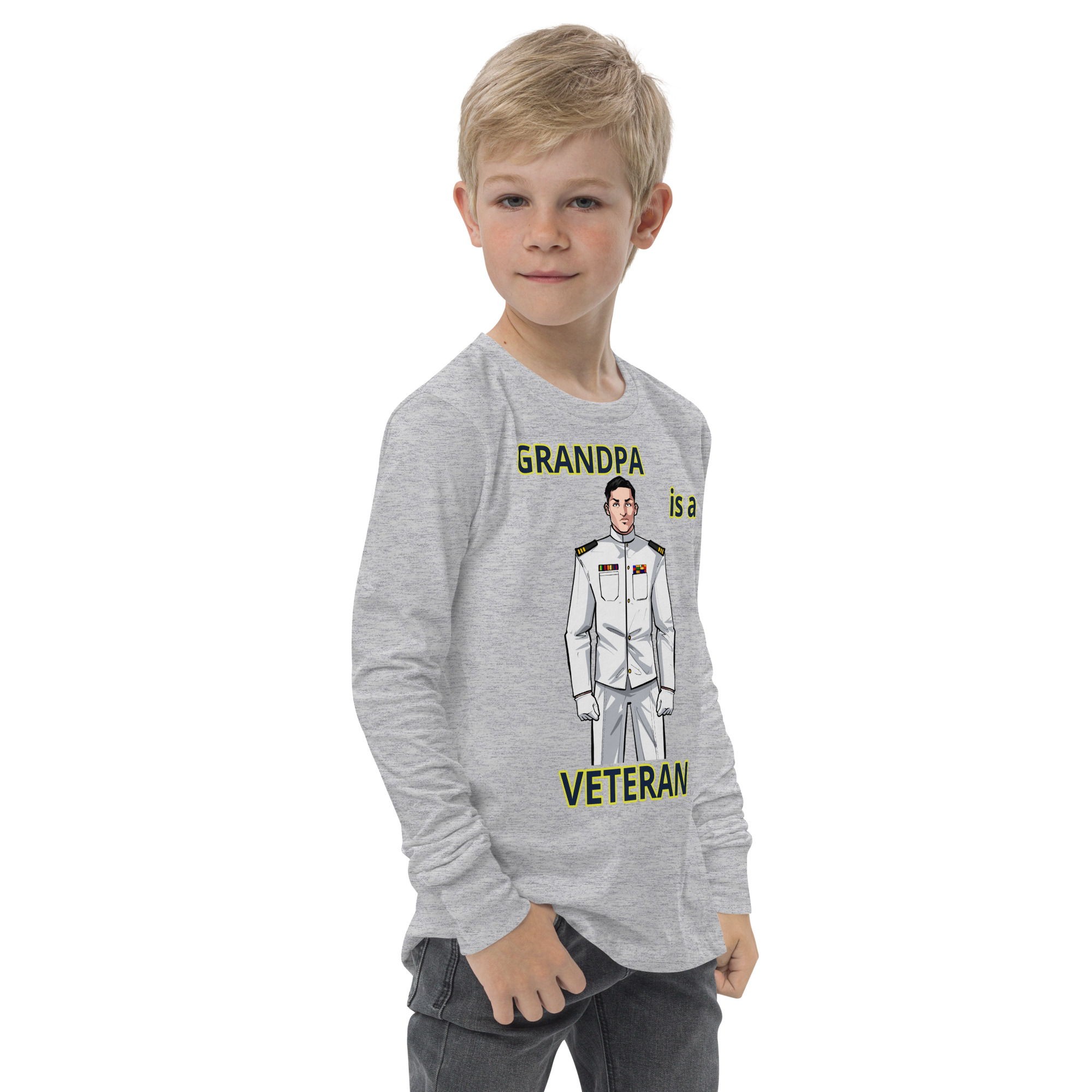 GRANDPA IS A VETERAN TOO FIFE Youth Long Sleeve Tee - Image 7