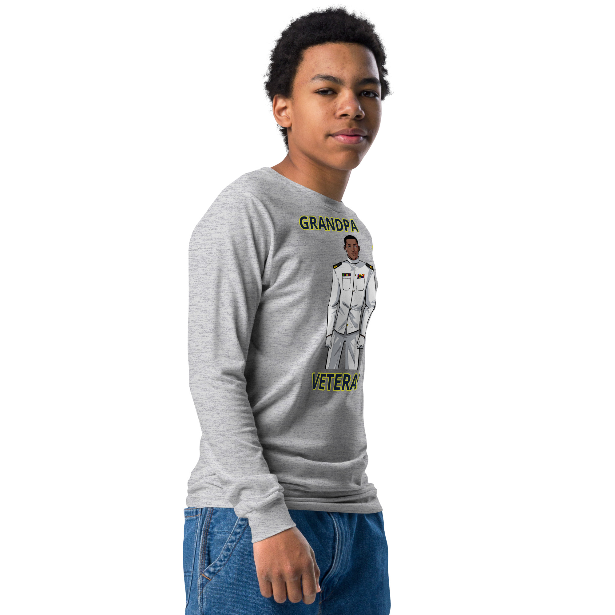 GRANDPA IS A VETERAN TOO FIFE Youth Long Sleeve Tee - Image 5