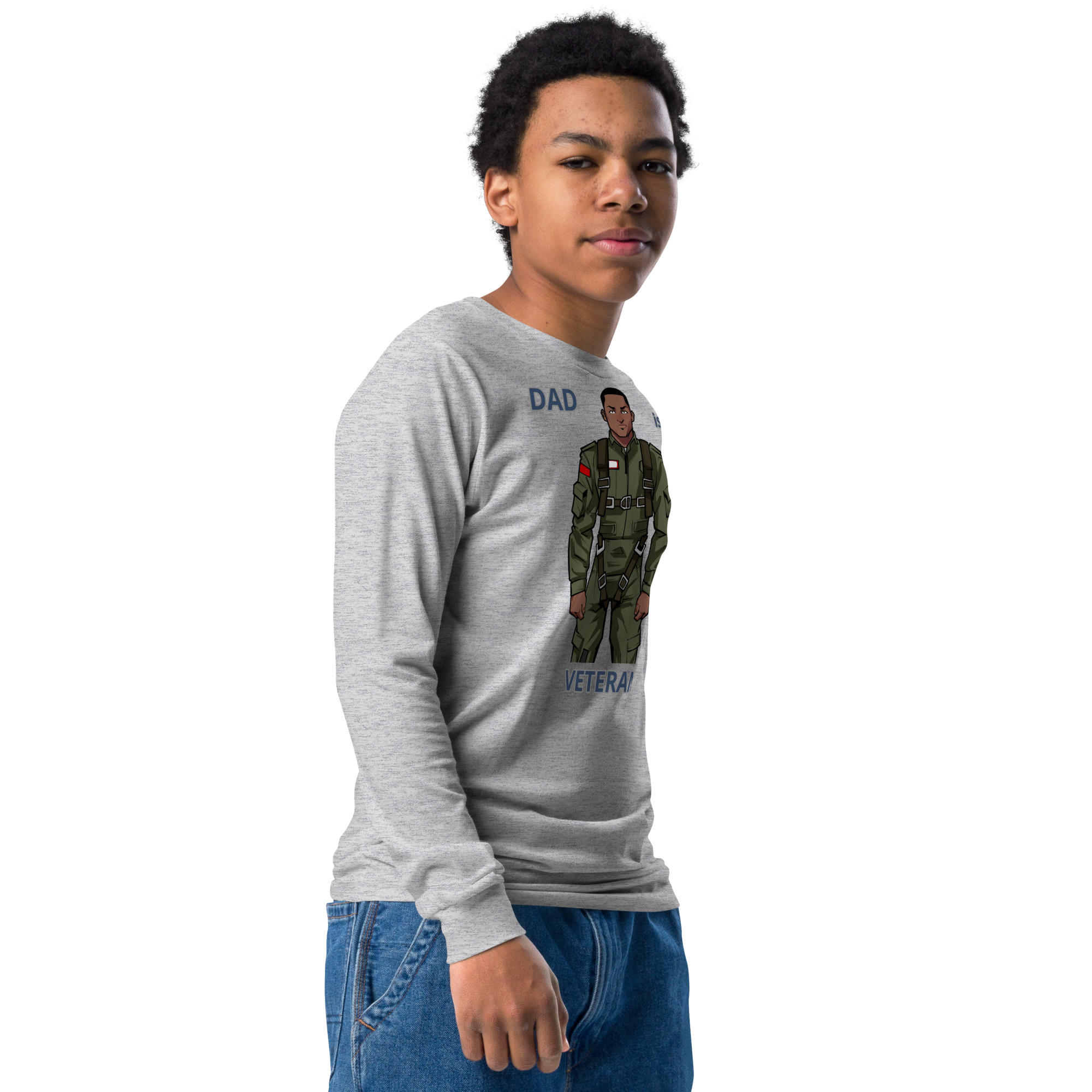DAD IS A VETERAN TOO FIFE Youth Long Sleeve Tee - Image 5
