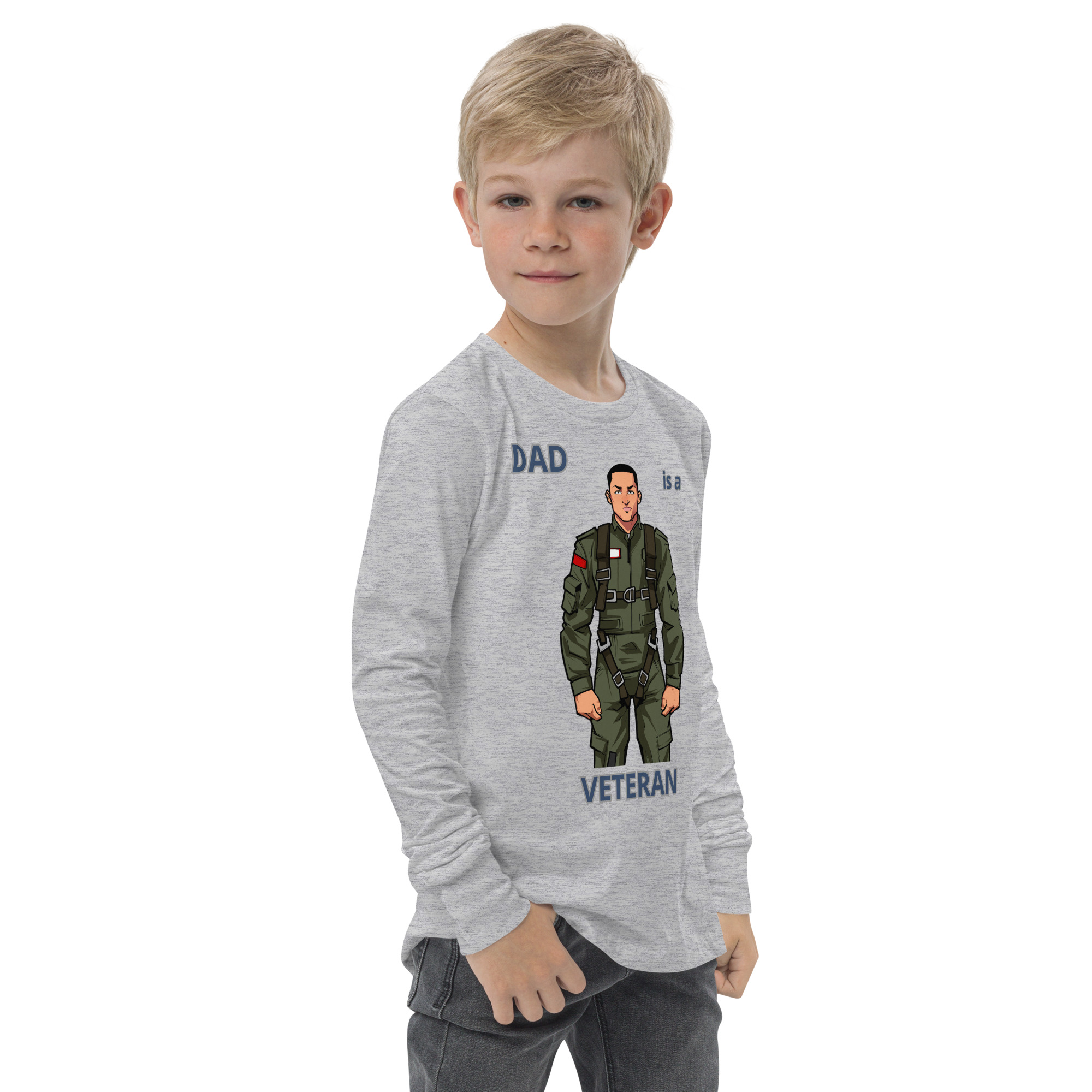 DAD IS A VETERAN TOO FIFE Youth Long Sleeve Tee - Image 7