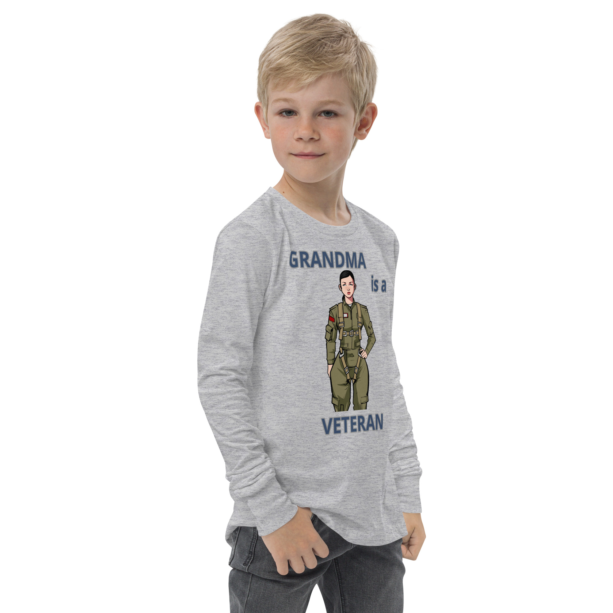 GRANDMA IS A VETERAN TOO FIFE Youth Long Sleeve Tee - Image 7