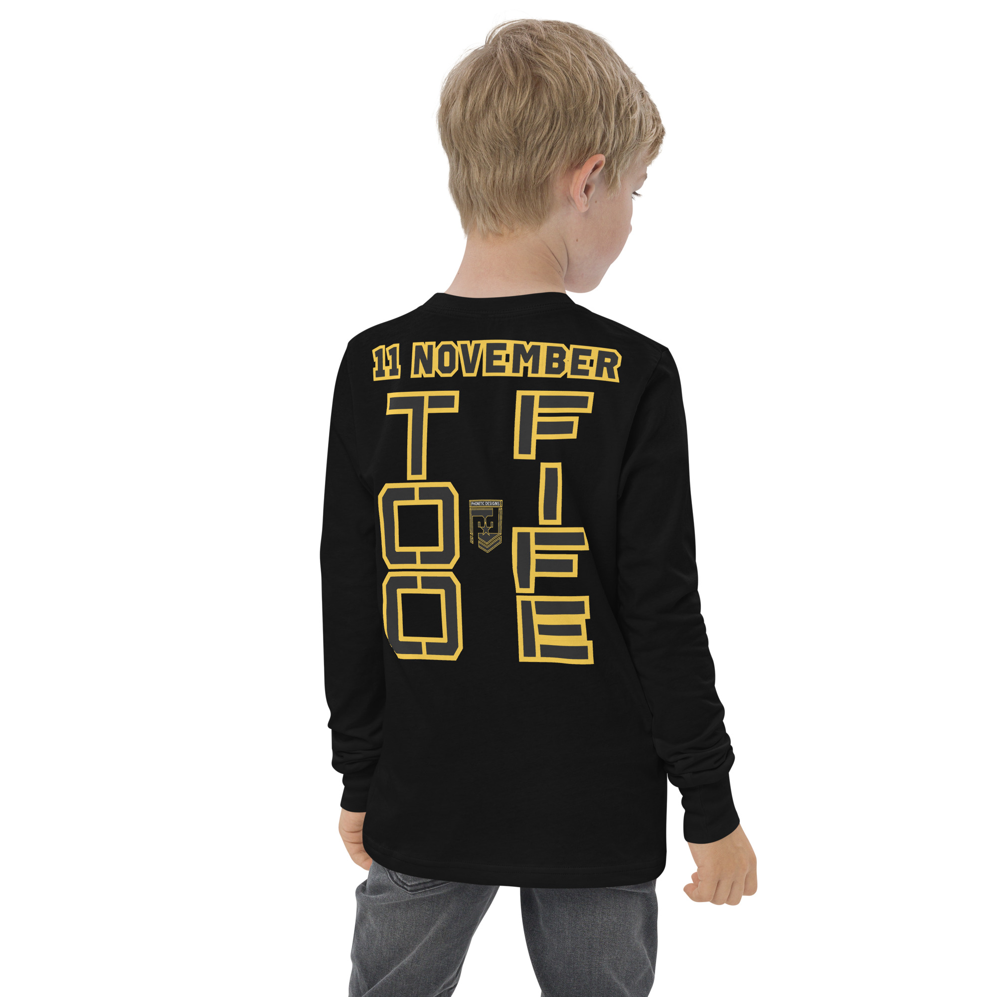 I SUPPORT VETERANS TOO FIFE Youth Long Sleeve Tee - Image 4