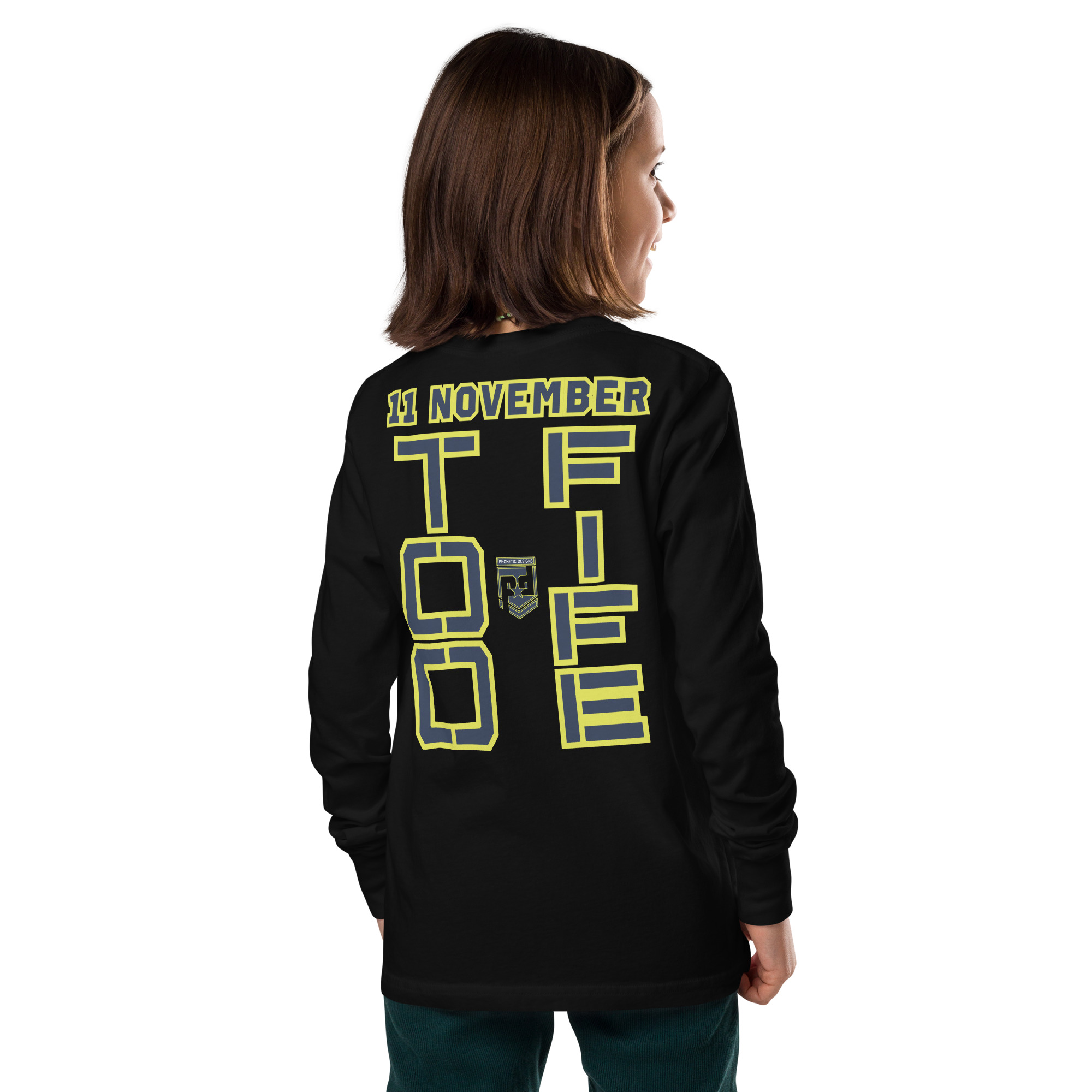 MOM IS A VETERAN TOO FIFE Youth Long Sleeve Tee - Image 3