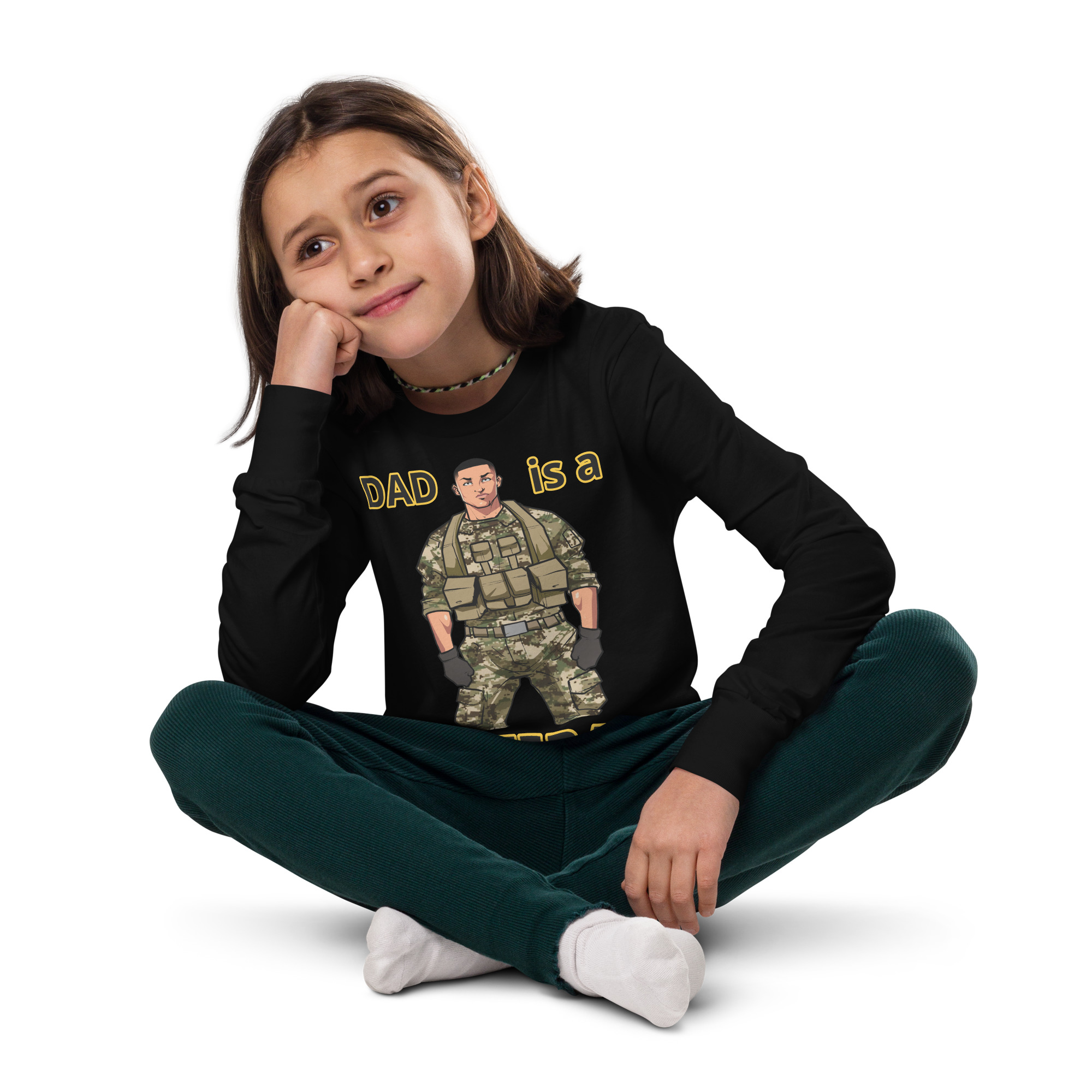DAD IS A VETERAN TOO FIFE Youth Long Sleeve Tee - Image 2