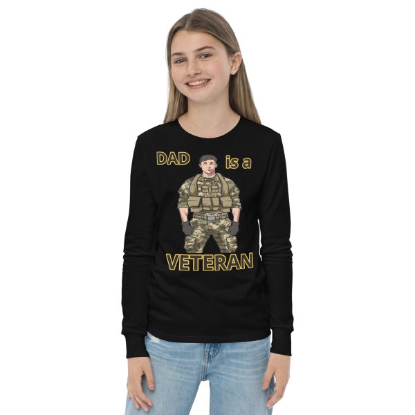 DAD IS A VETERAN TOO FIFE Youth Long Sleeve Tee