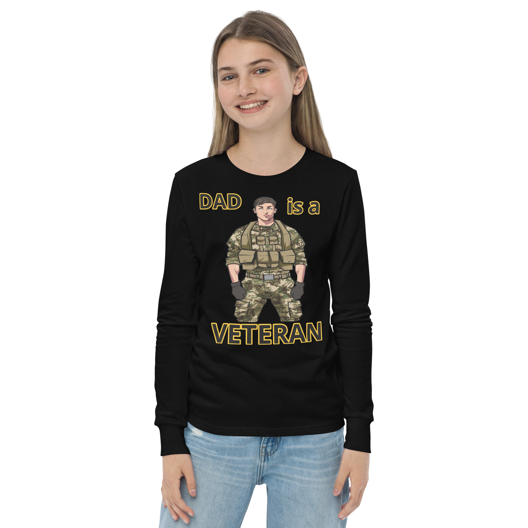 DAD IS A VETERAN TOO FIFE Youth Long Sleeve Tee - Image 2