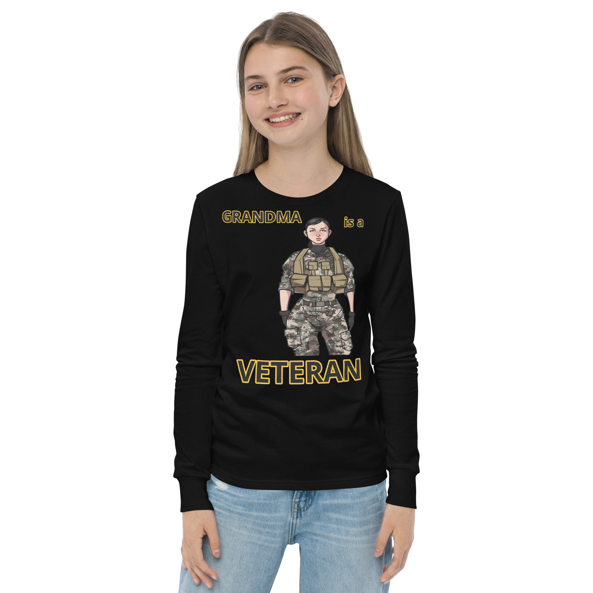 GRANDMA IS A VETERAN TOO FIFE Youth Long Sleeve Tee - Image 2