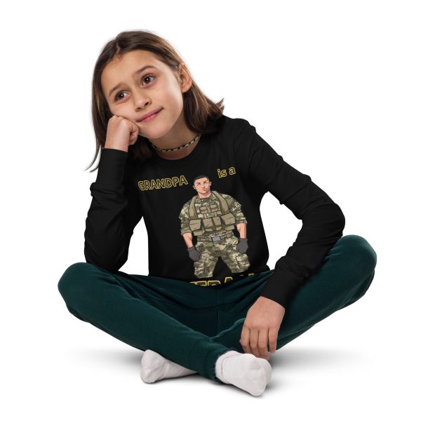 GRANDPA IS A VETERAN TOO FIFE Youth Long Sleeve Tee