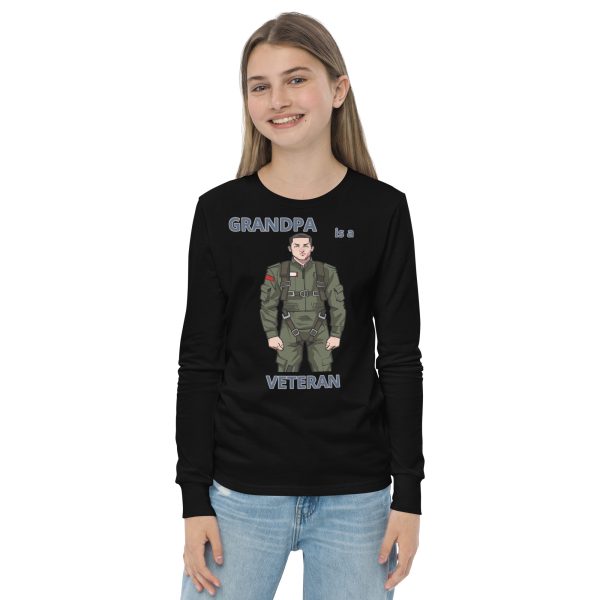 GRANDPA IS A VETERAN TOO FIFE Youth Long Sleeve Tee