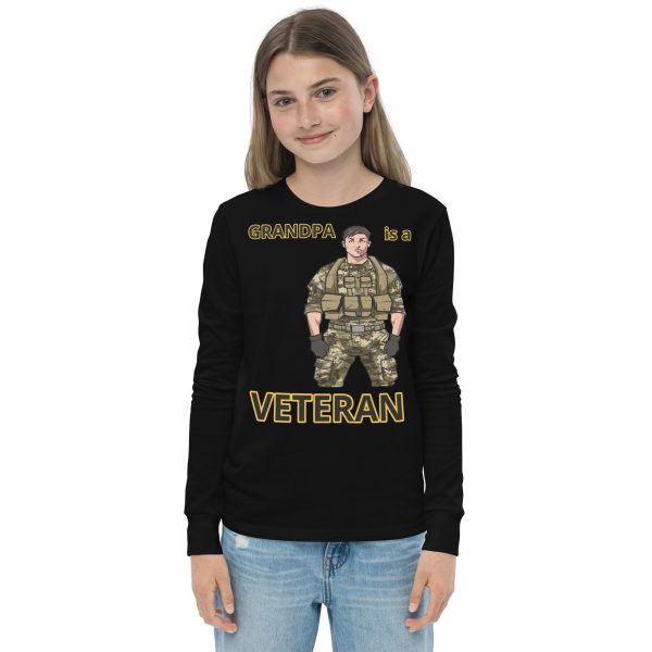 GRANDPA IS A VETERAN TOO FIFE Youth Long Sleeve Tee