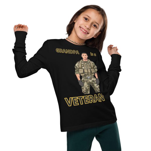 GRANDPA IS A VETERAN TOO FIFE Youth Long Sleeve Tee
