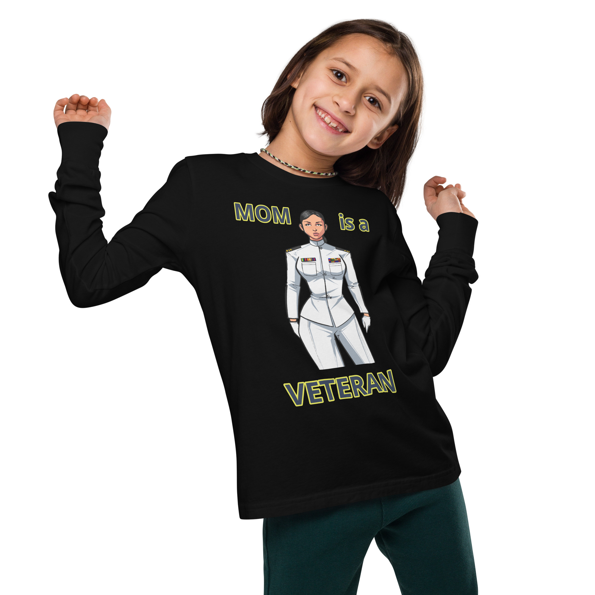 MOM IS A VETERAN TOO FIFE Youth Long Sleeve Tee