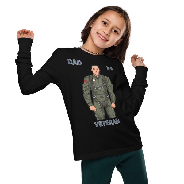 DAD IS A VETERAN TOO FIFE Youth Long Sleeve Tee