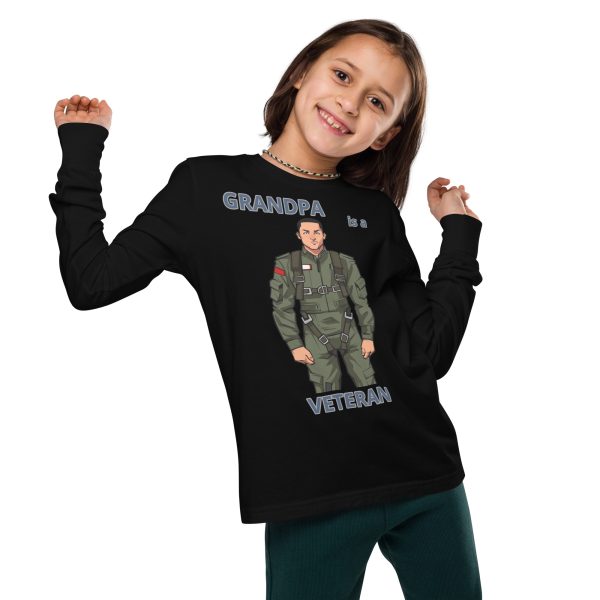 GRANDPA IS A VETERAN TOO FIFE Youth Long Sleeve Tee
