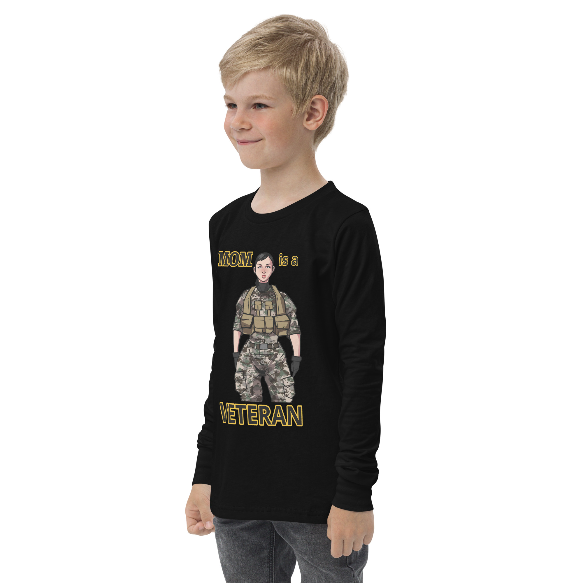 MOM IS A VETERAN TOO FIFE Youth Long Sleeve Tee - Image 2