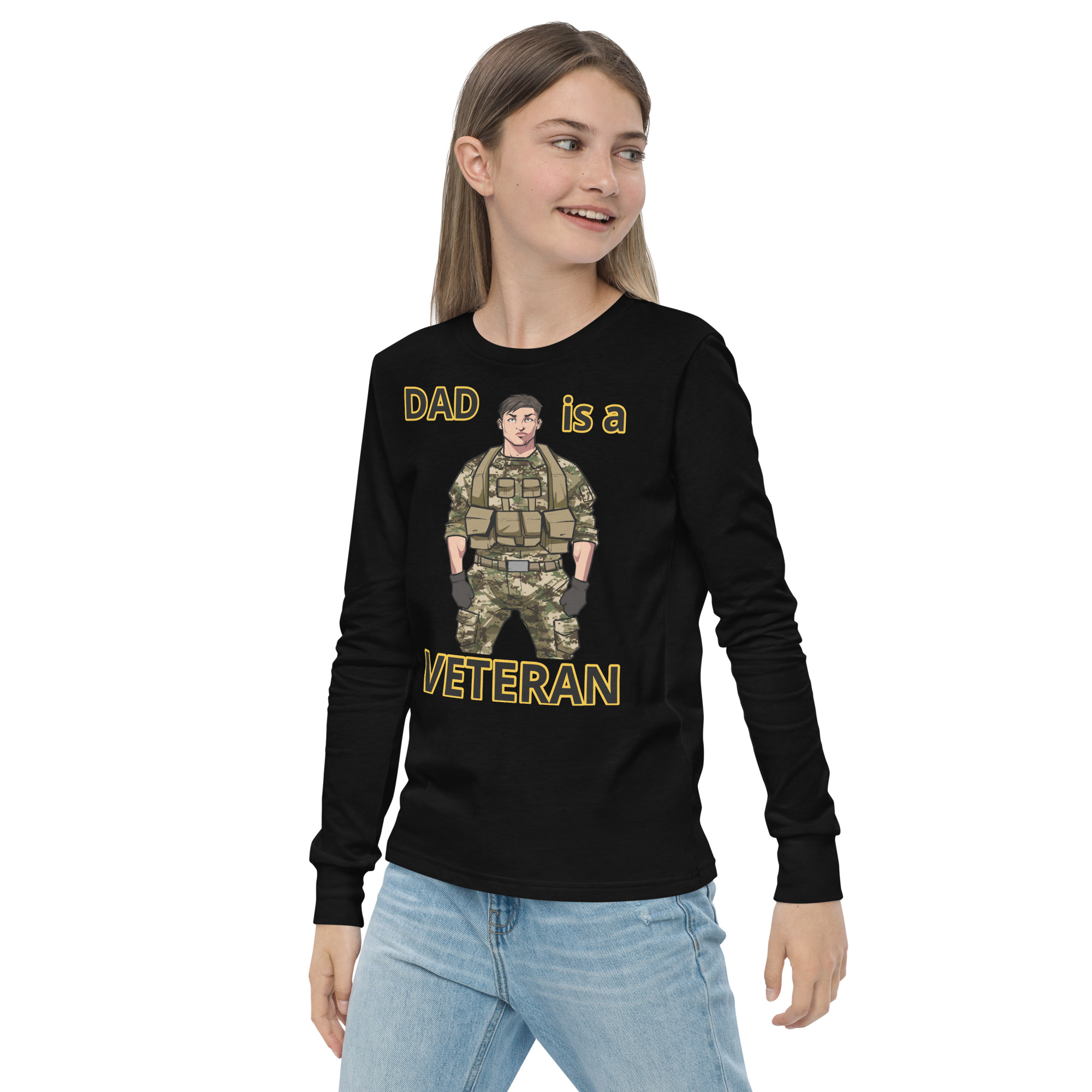 DAD IS A VETERAN TOO FIFE Youth Long Sleeve Tee - Image 3