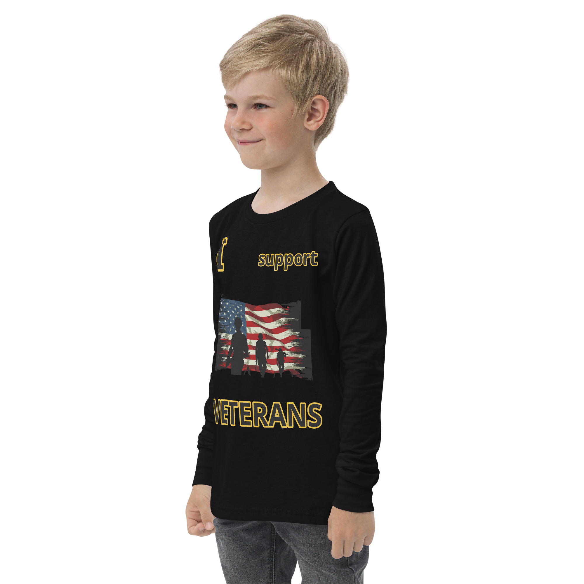 I SUPPORT VETERANS TOO FIFE Youth Long Sleeve Tee - Image 2