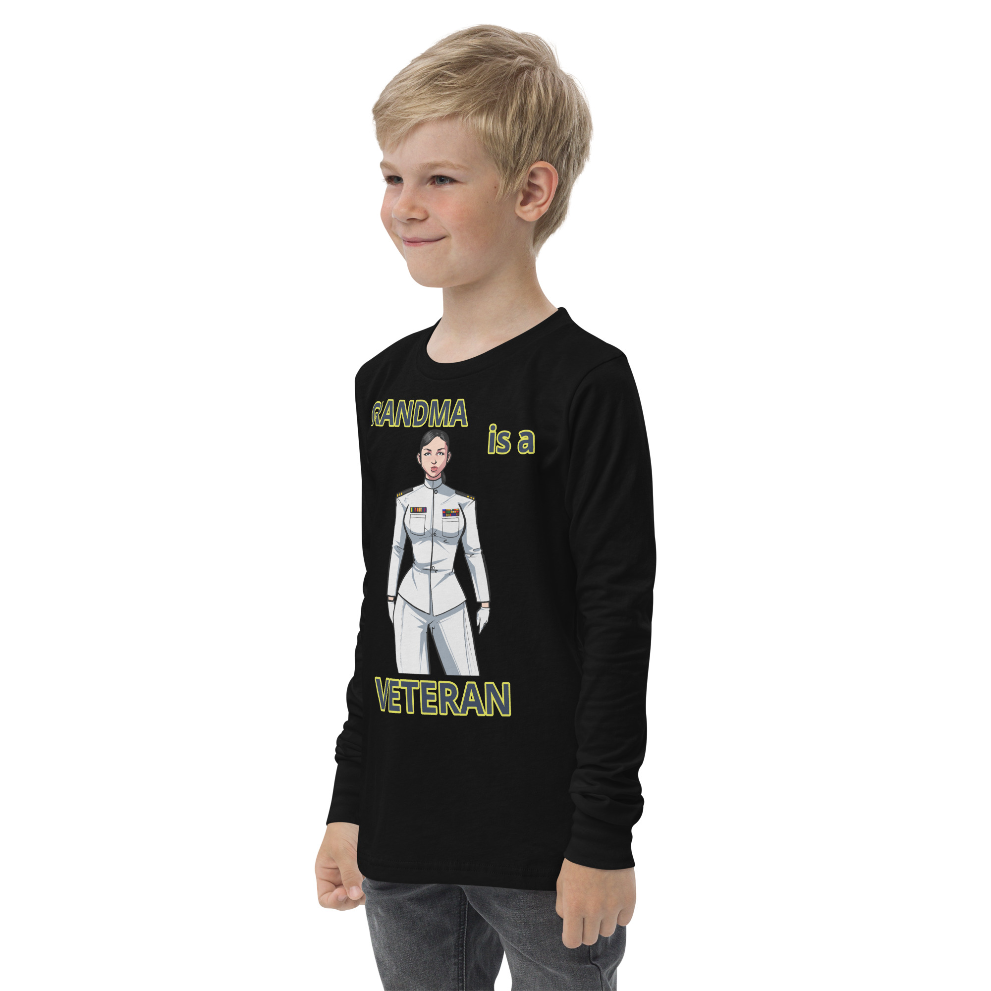 GRANDMA IS A VETERAN TOO FIFE Youth Long Sleeve Tee - Image 2