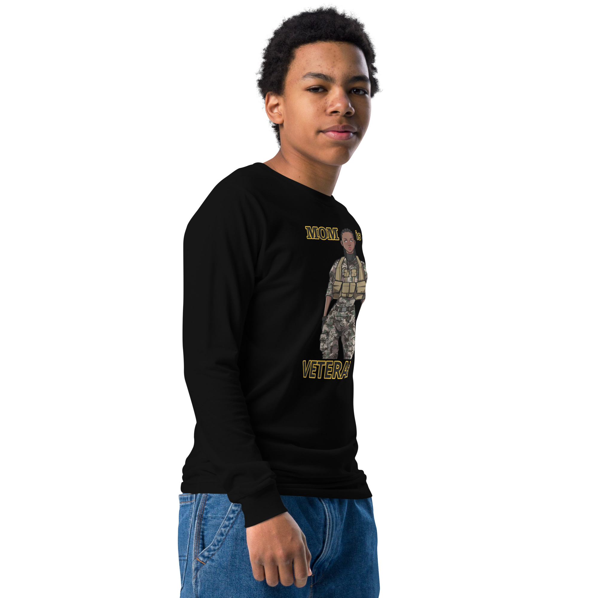 MOM IS A VETERAN TOO FIFE Youth Long Sleeve Tee - Image 2