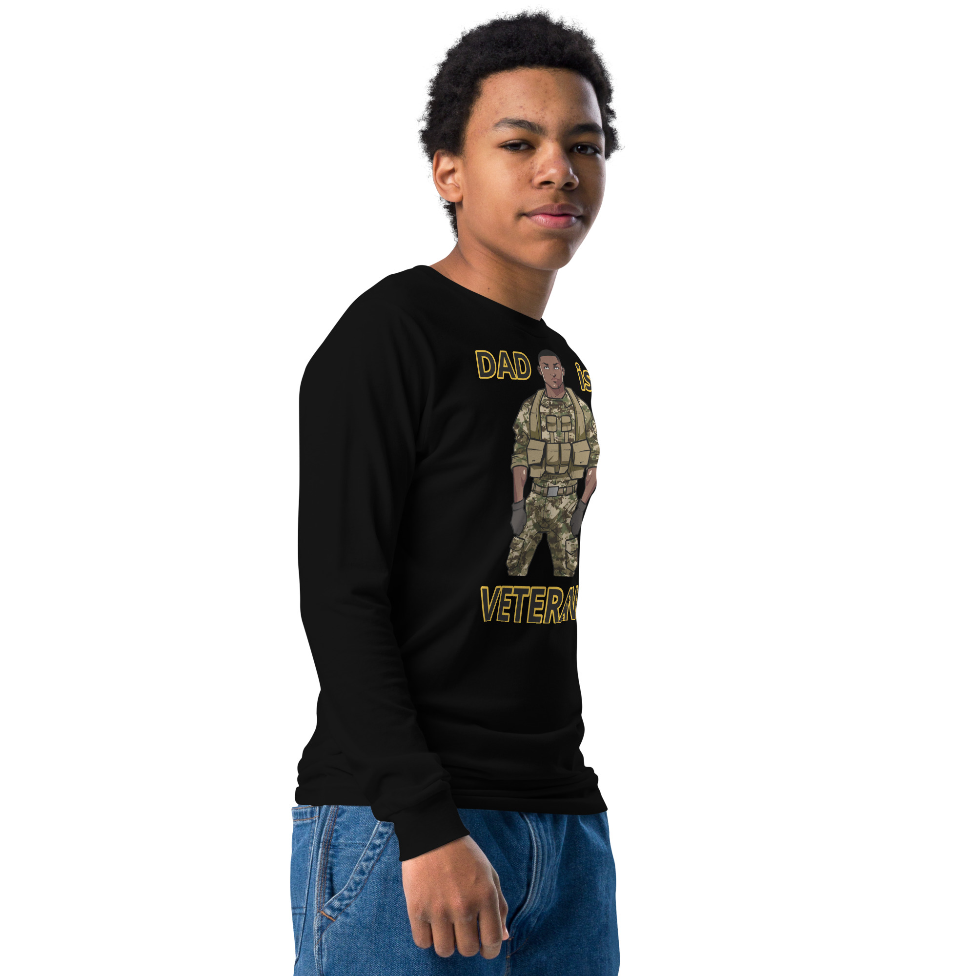 DAD IS A VETERAN TOO FIFE Youth Long Sleeve Tee - Image 2