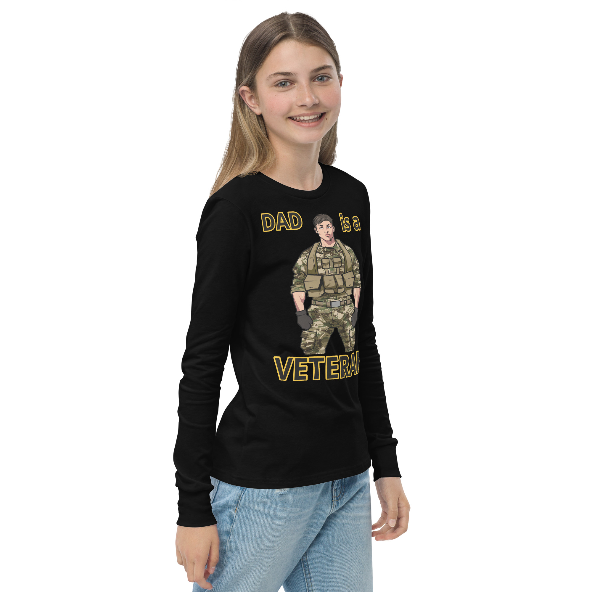 DAD IS A VETERAN TOO FIFE Youth Long Sleeve Tee - Image 4