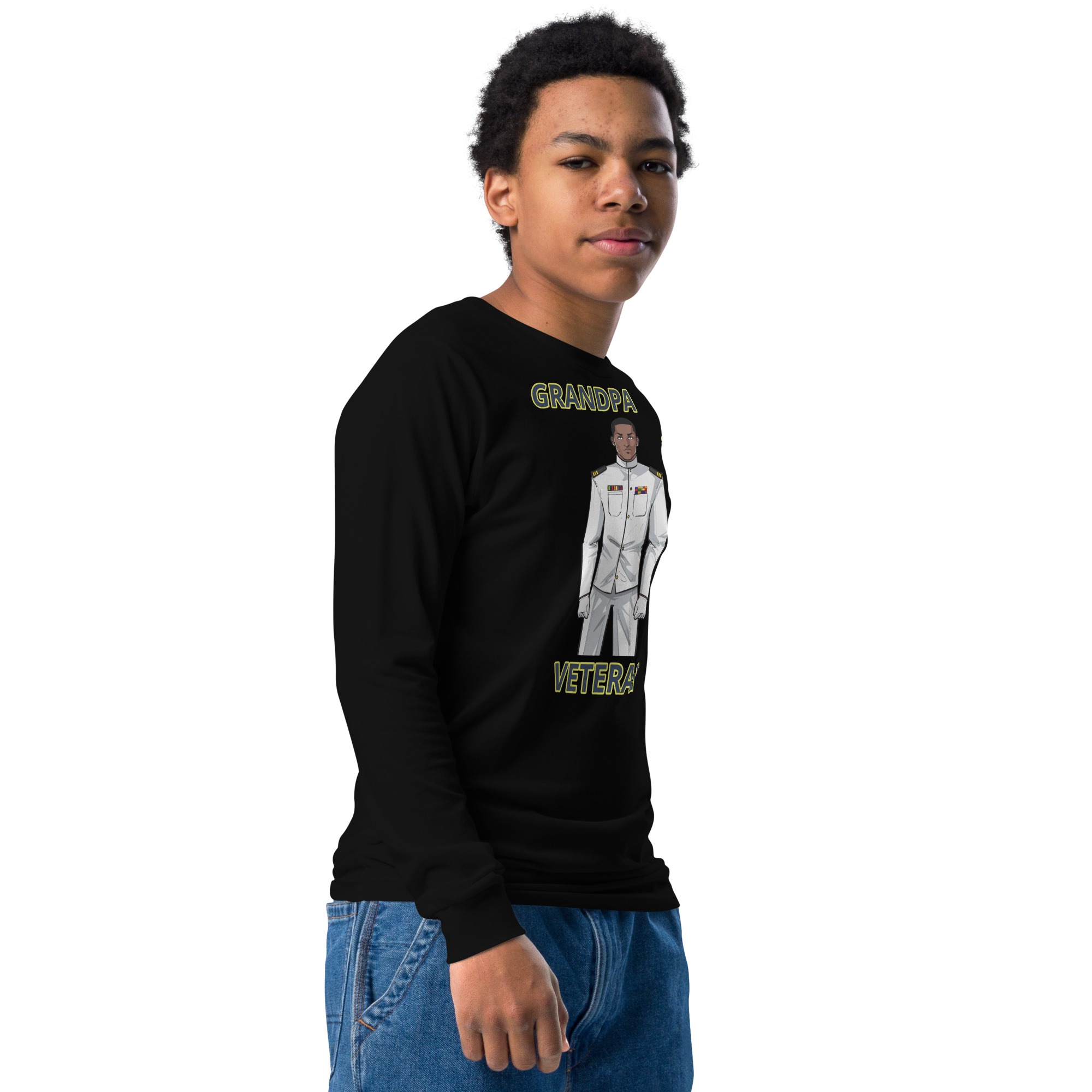GRANDPA IS A VETERAN TOO FIFE Youth Long Sleeve Tee - Image 2