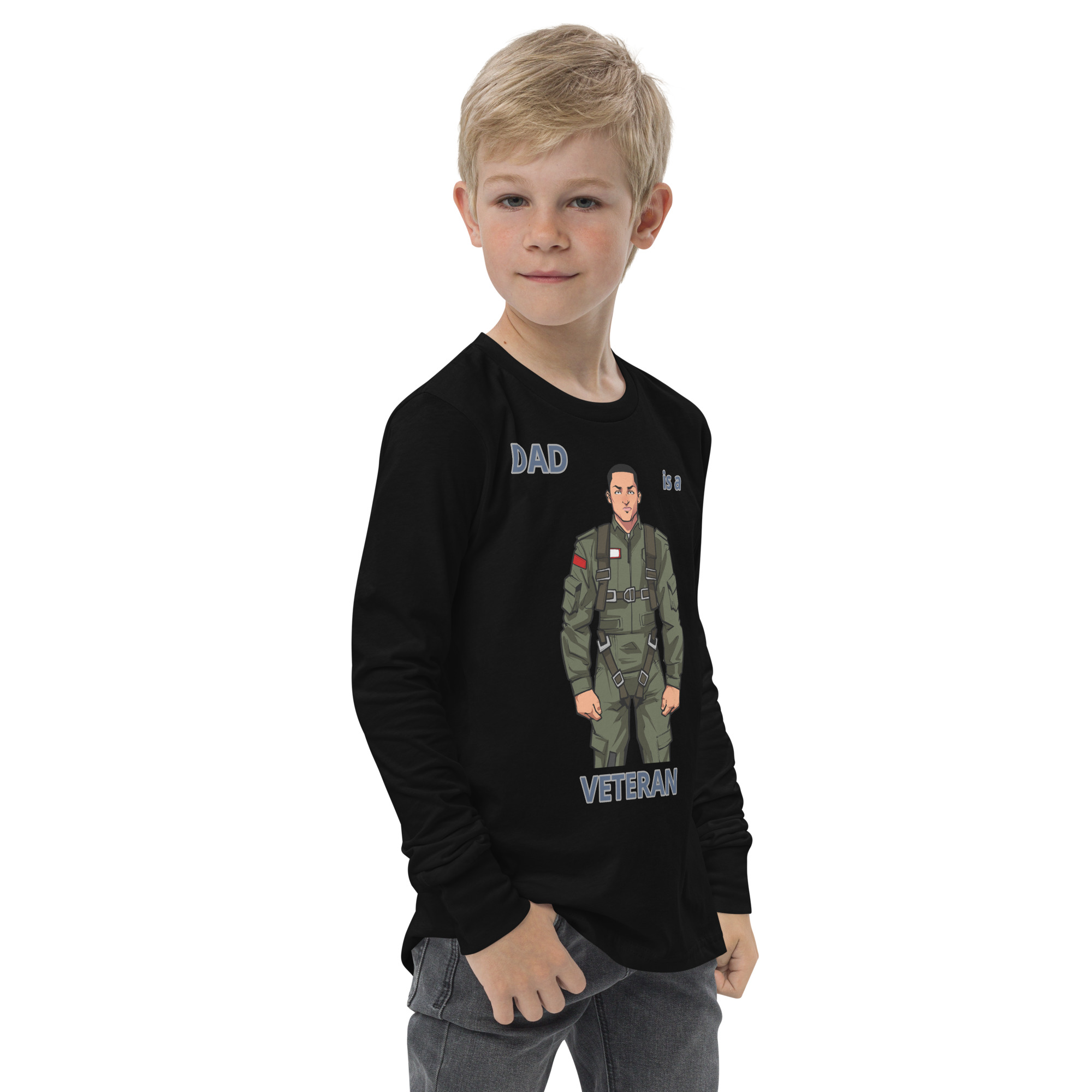 DAD IS A VETERAN TOO FIFE Youth Long Sleeve Tee - Image 3