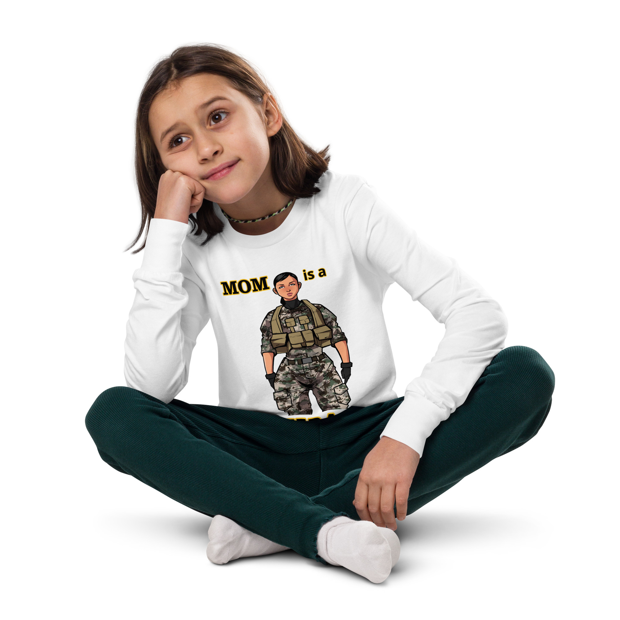 MOM IS A VETERAN TOO FIFE Youth Long Sleeve Tee - Image 8