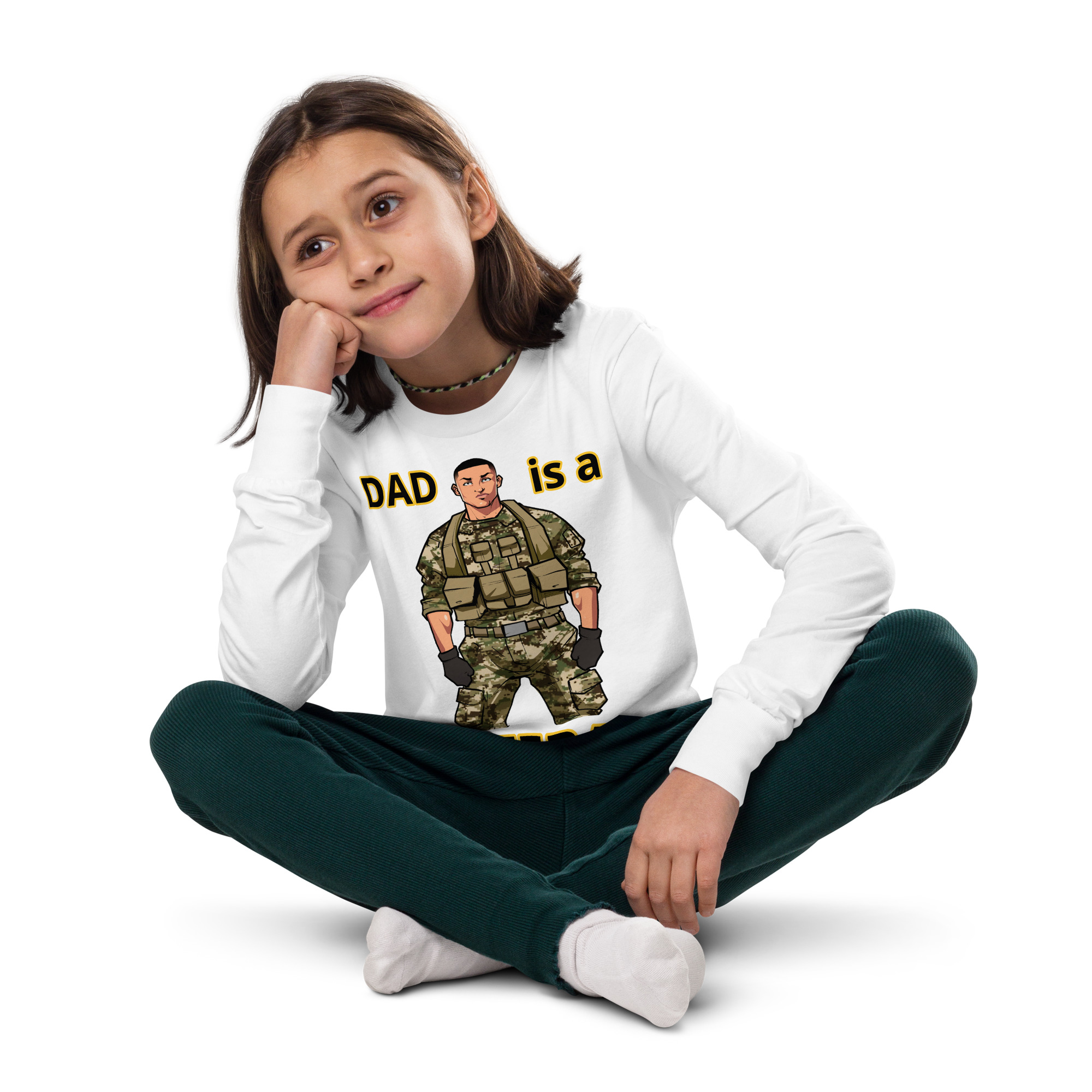 DAD IS A VETERAN TOO FIFE Youth Long Sleeve Tee - Image 8