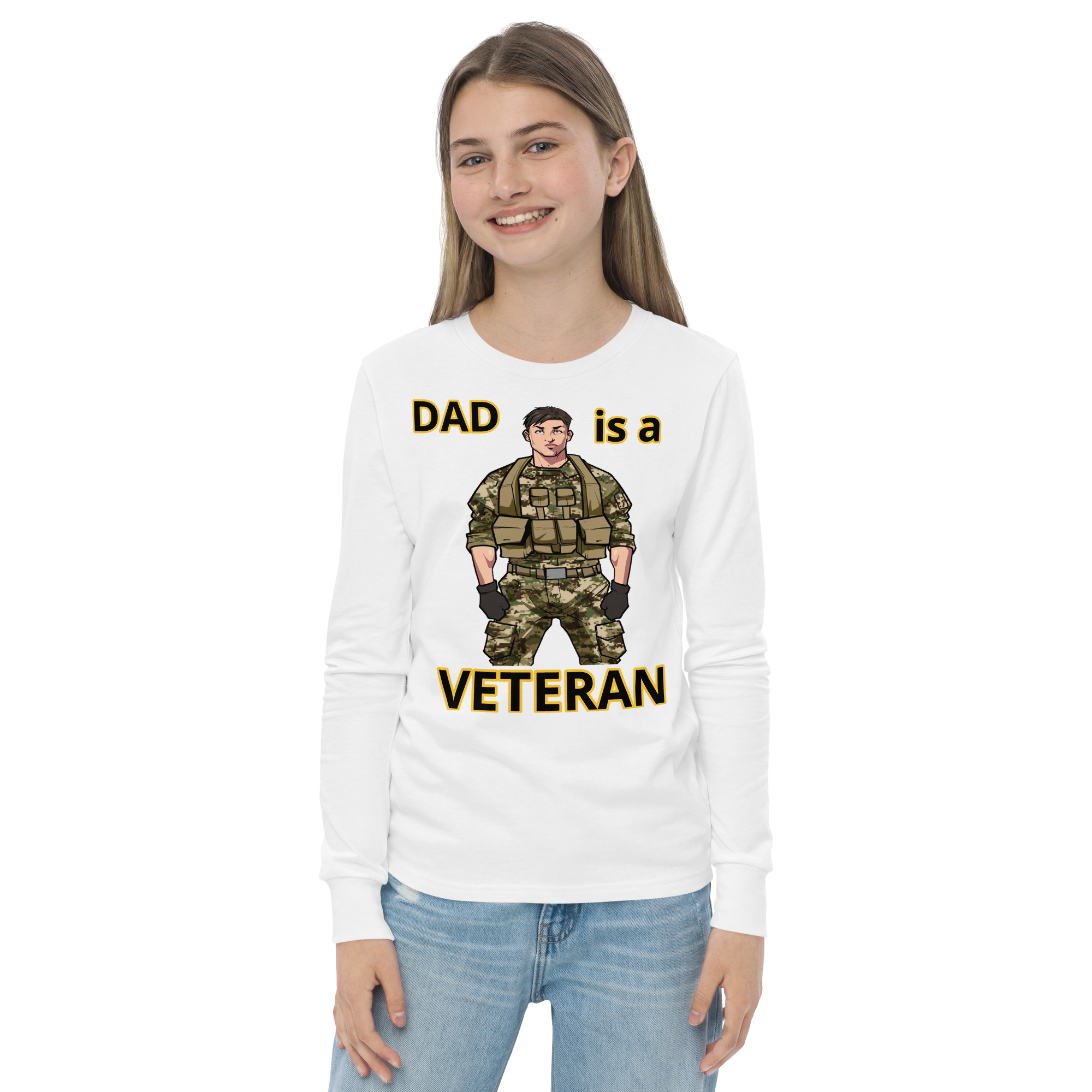 DAD IS A VETERAN TOO FIFE Youth Long Sleeve Tee - Image 14