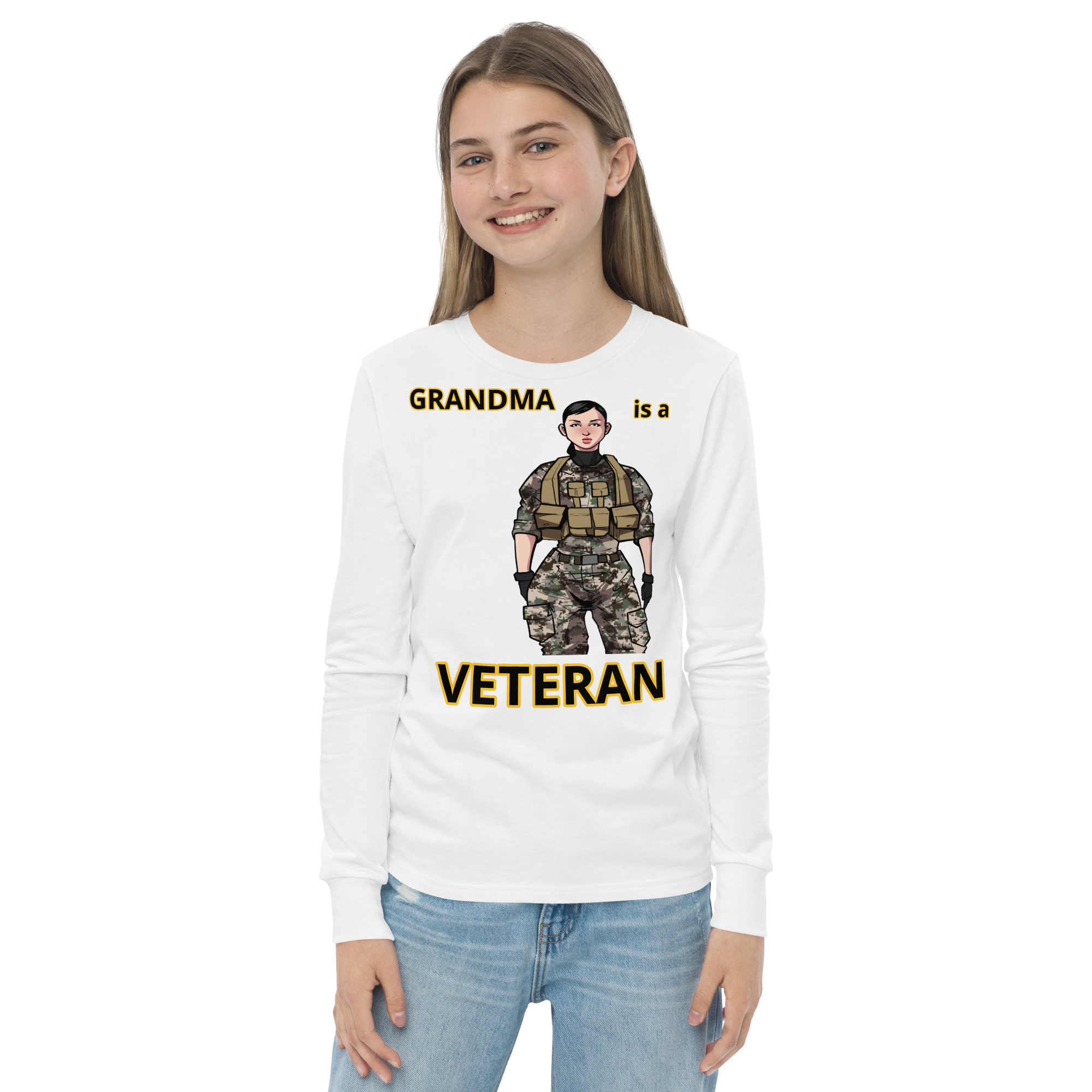 GRANDMA IS A VETERAN TOO FIFE Youth Long Sleeve Tee - Image 14
