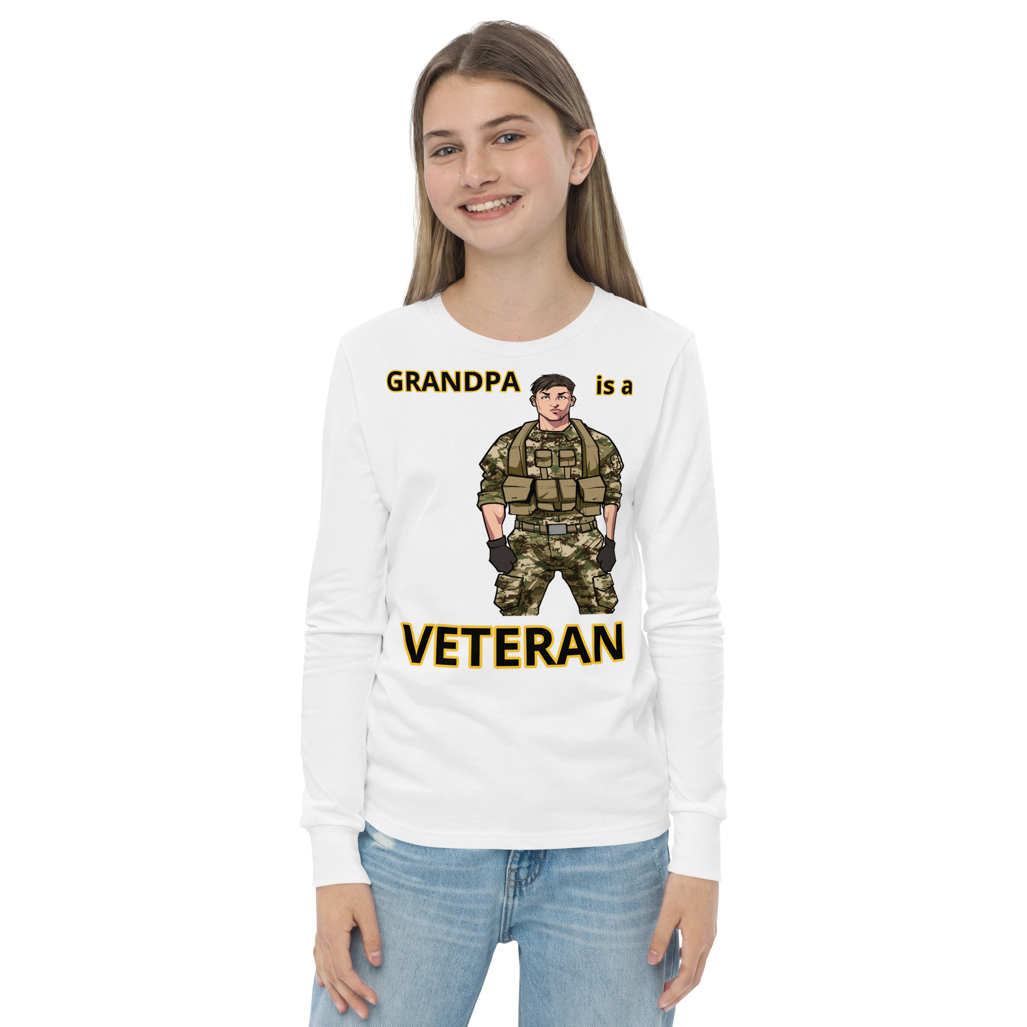 GRANDPA IS A VETERAN TOO FIFE Youth Long Sleeve Tee - Image 14
