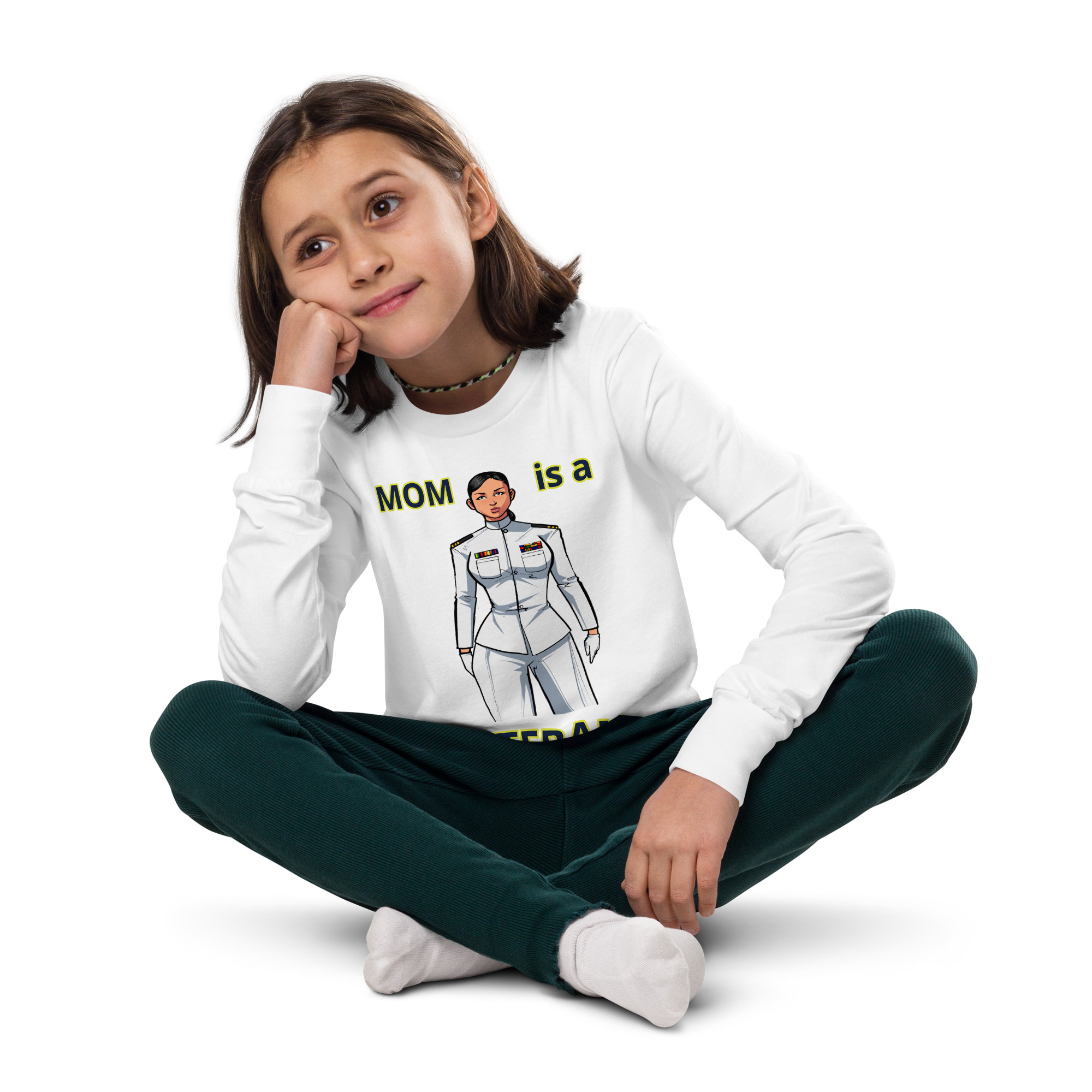 MOM IS A VETERAN TOO FIFE Youth Long Sleeve Tee - Image 8