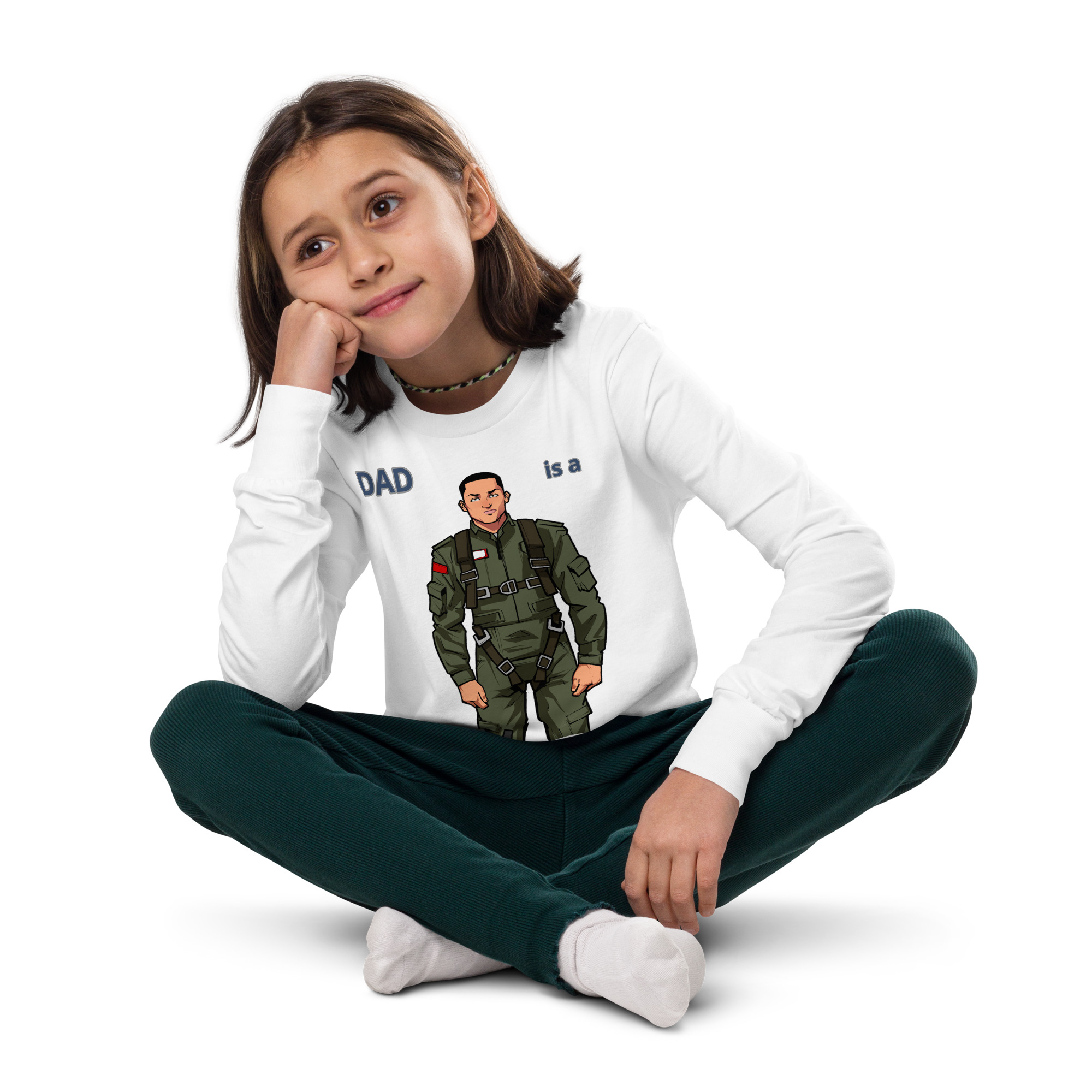 DAD IS A VETERAN TOO FIFE Youth Long Sleeve Tee - Image 8