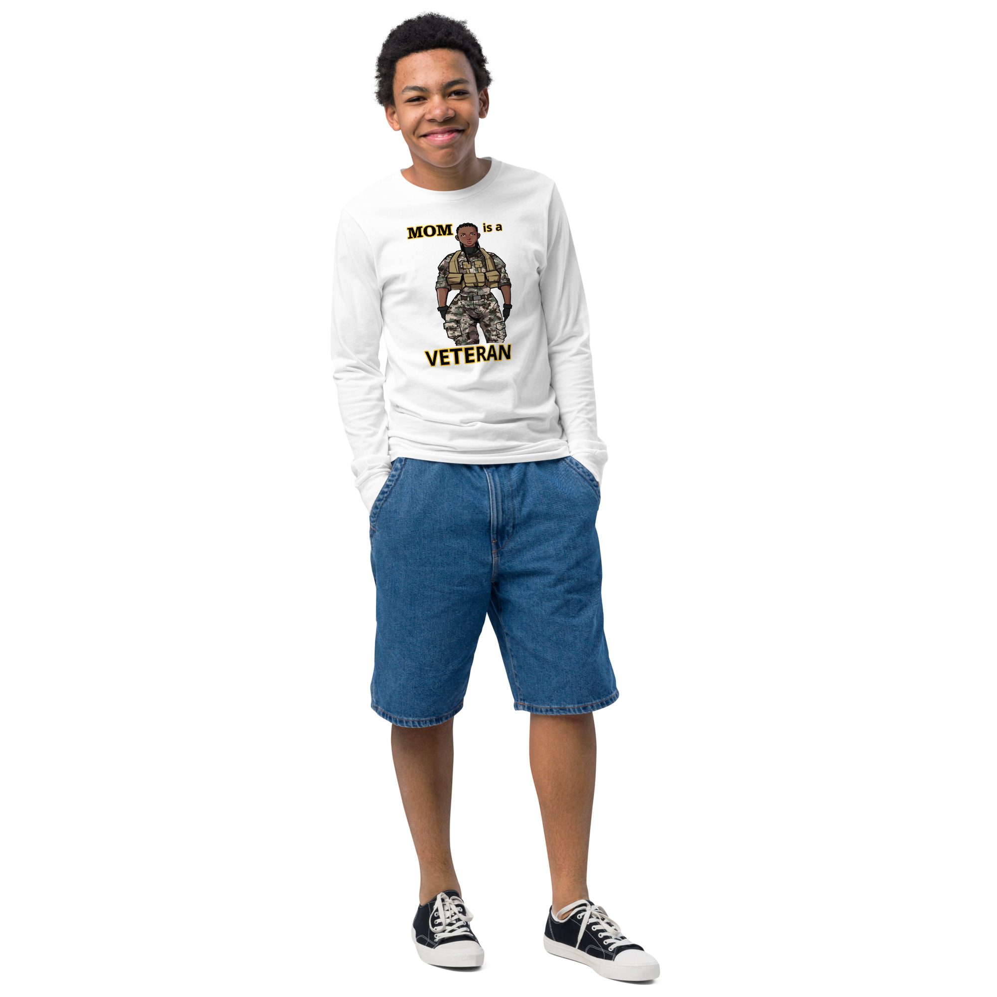 MOM IS A VETERAN TOO FIFE Youth Long Sleeve Tee - Image 7