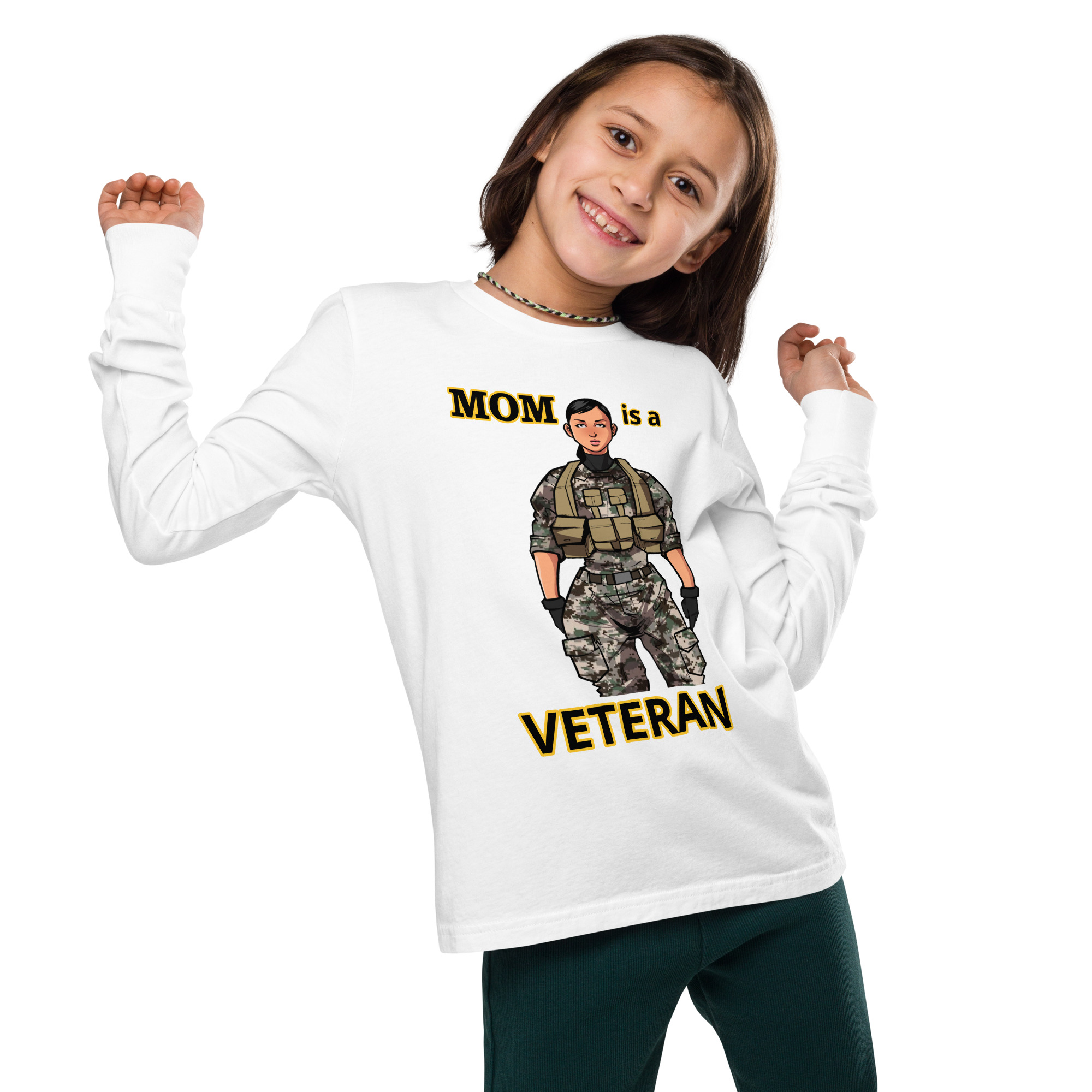 MOM IS A VETERAN TOO FIFE Youth Long Sleeve Tee - Image 7
