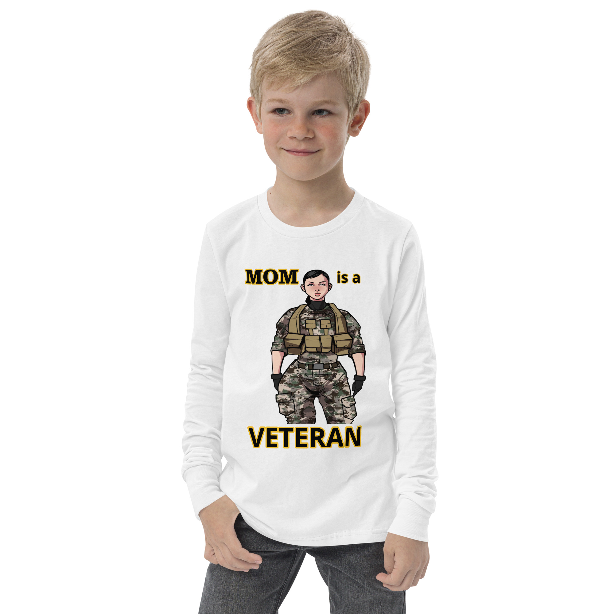 MOM IS A VETERAN TOO FIFE Youth Long Sleeve Tee - Image 9