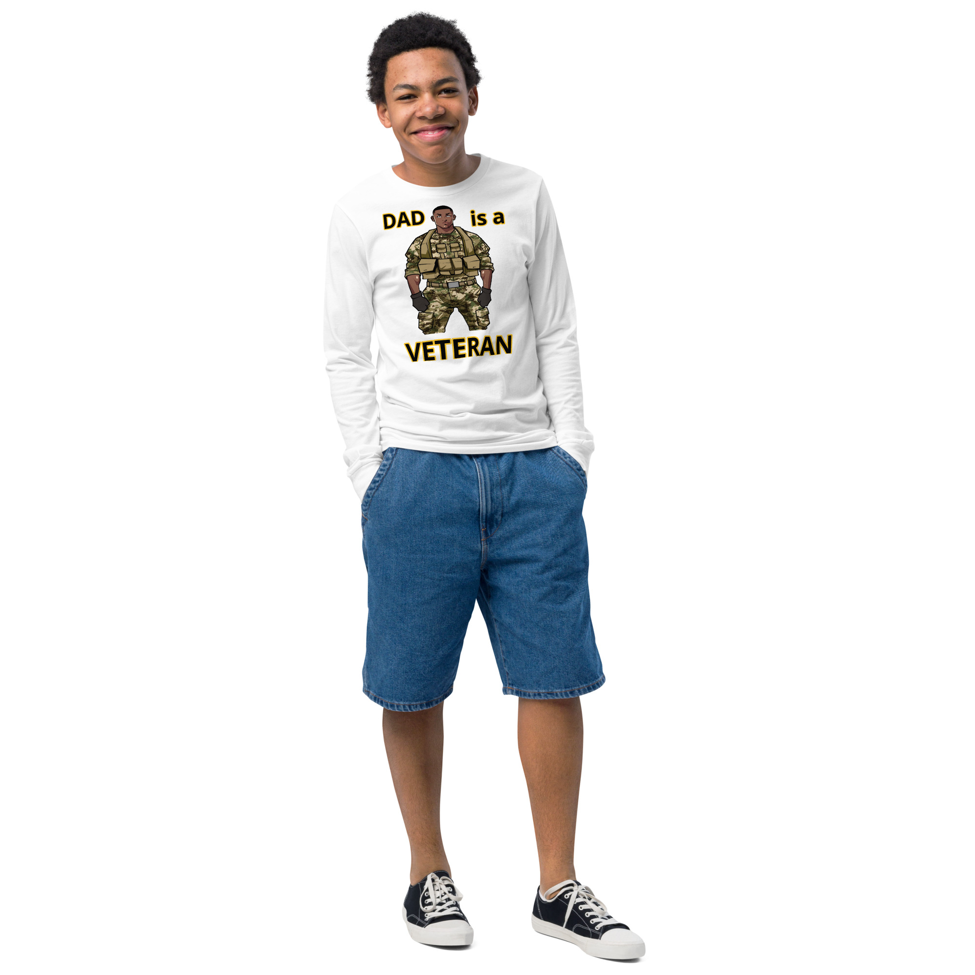 DAD IS A VETERAN TOO FIFE Youth Long Sleeve Tee - Image 7