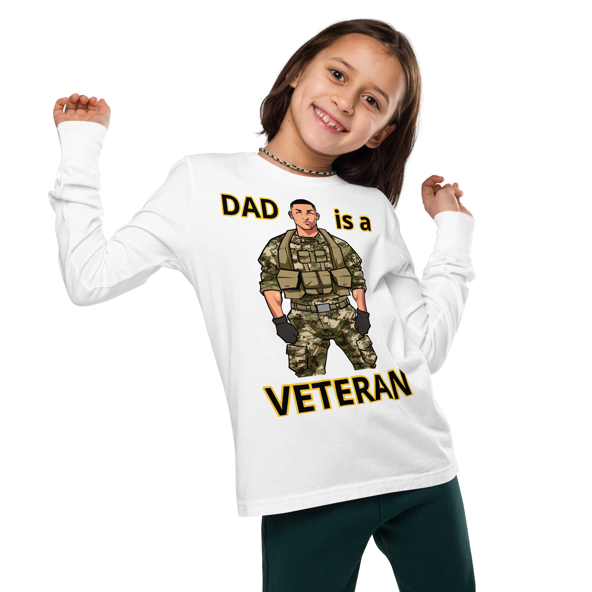 DAD IS A VETERAN TOO FIFE Youth Long Sleeve Tee - Image 7