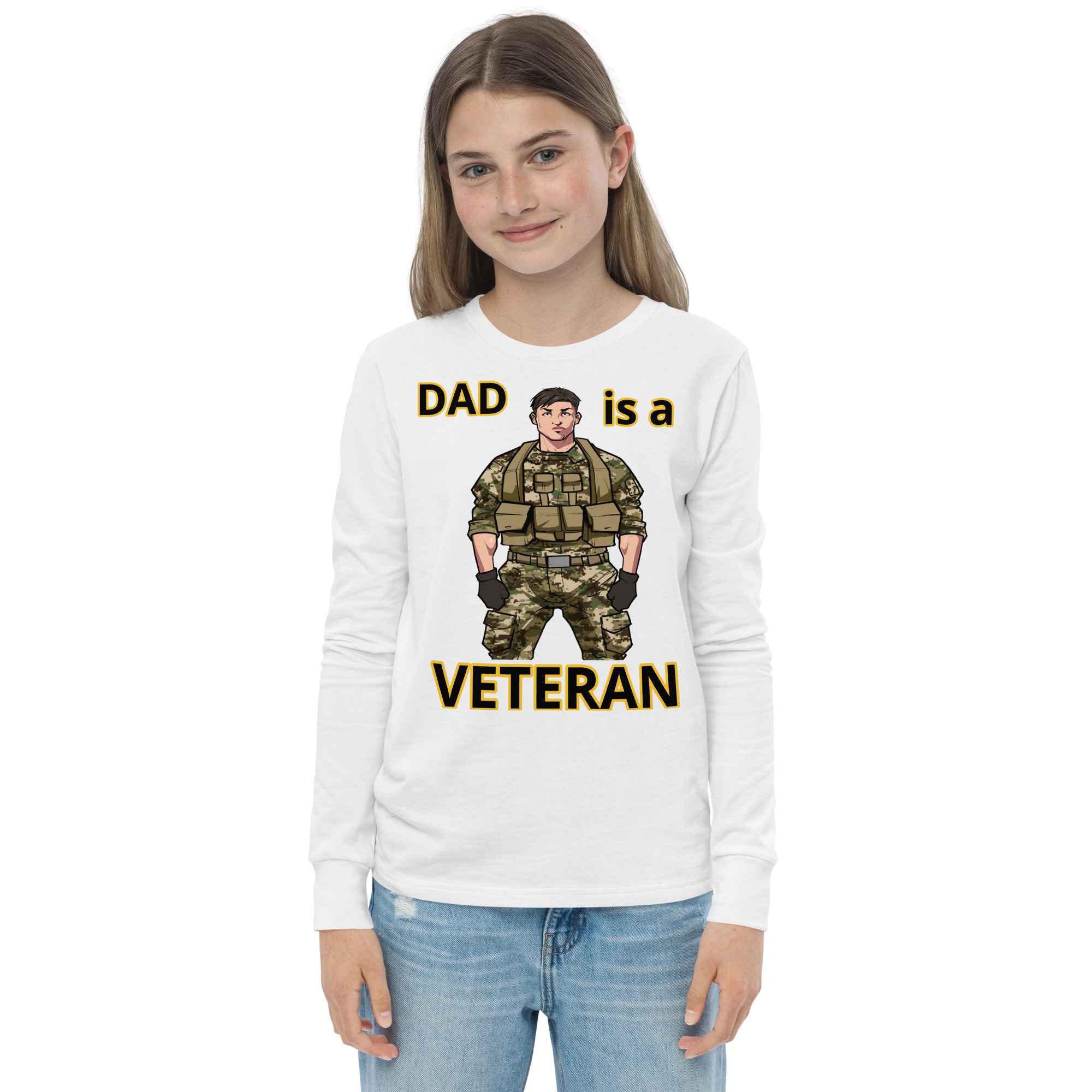 DAD IS A VETERAN TOO FIFE Youth Long Sleeve Tee - Image 13