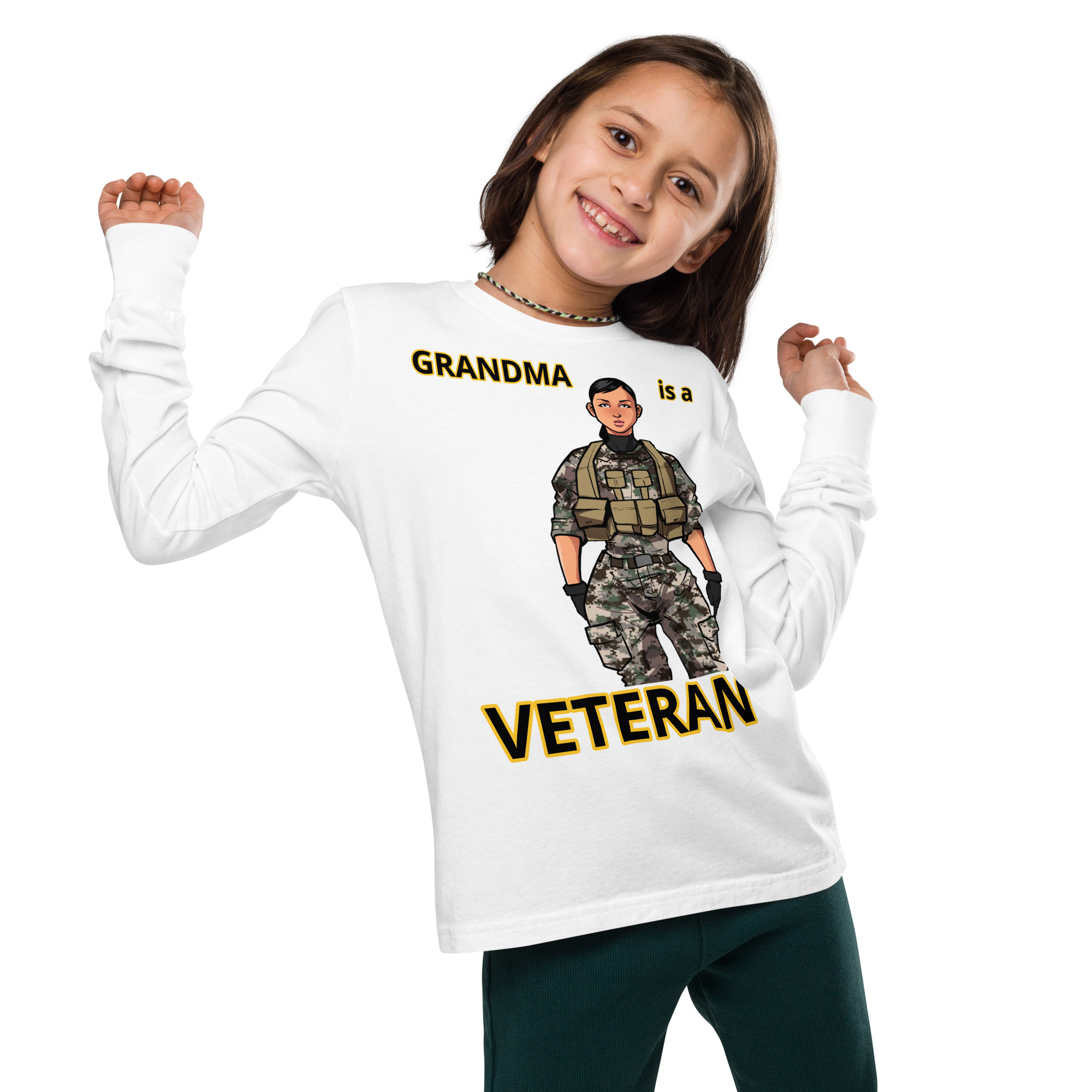 GRANDMA IS A VETERAN TOO FIFE Youth Long Sleeve Tee - Image 7
