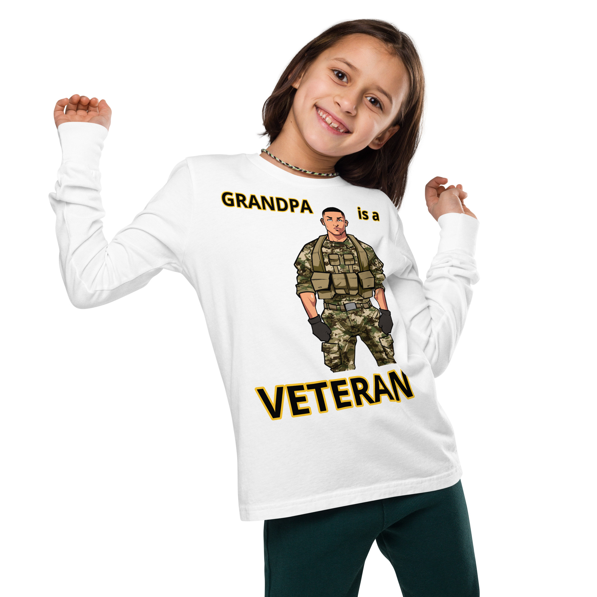 GRANDPA IS A VETERAN TOO FIFE Youth Long Sleeve Tee - Image 7