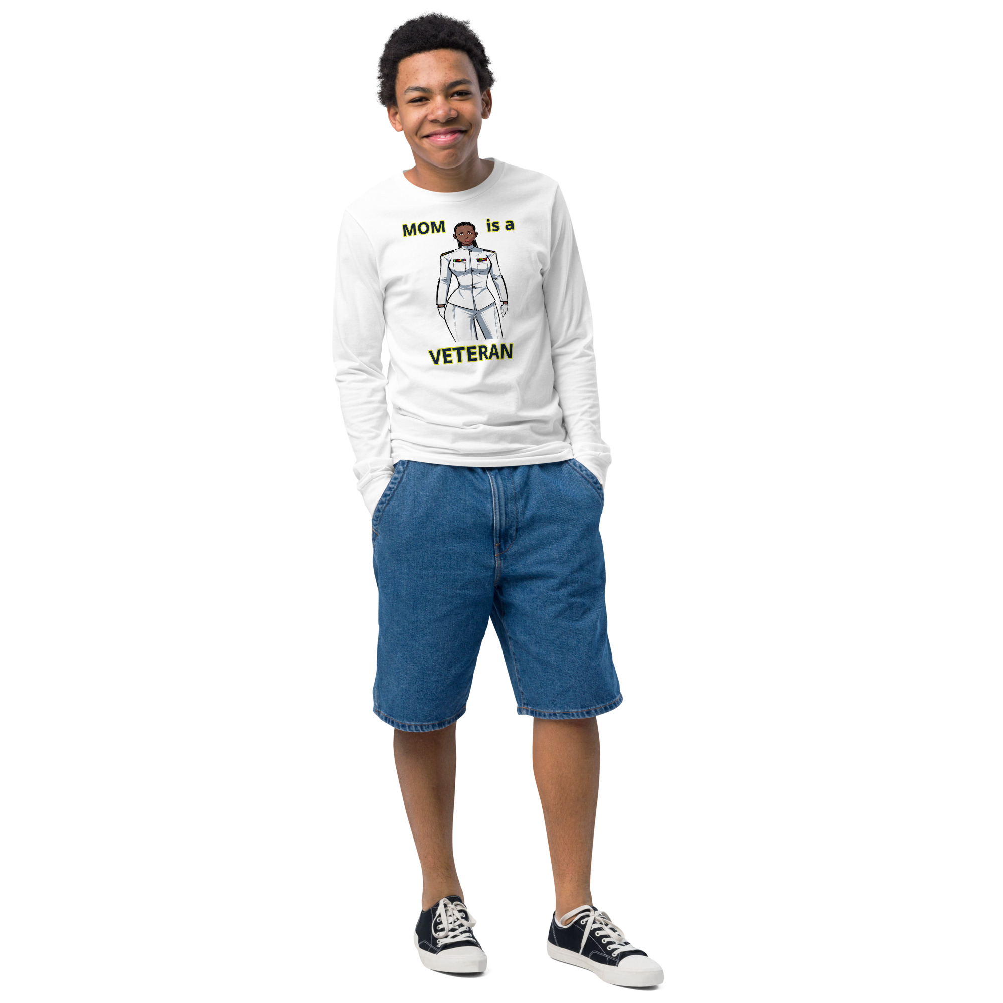 MOM IS A VETERAN TOO FIFE Youth Long Sleeve Tee - Image 7